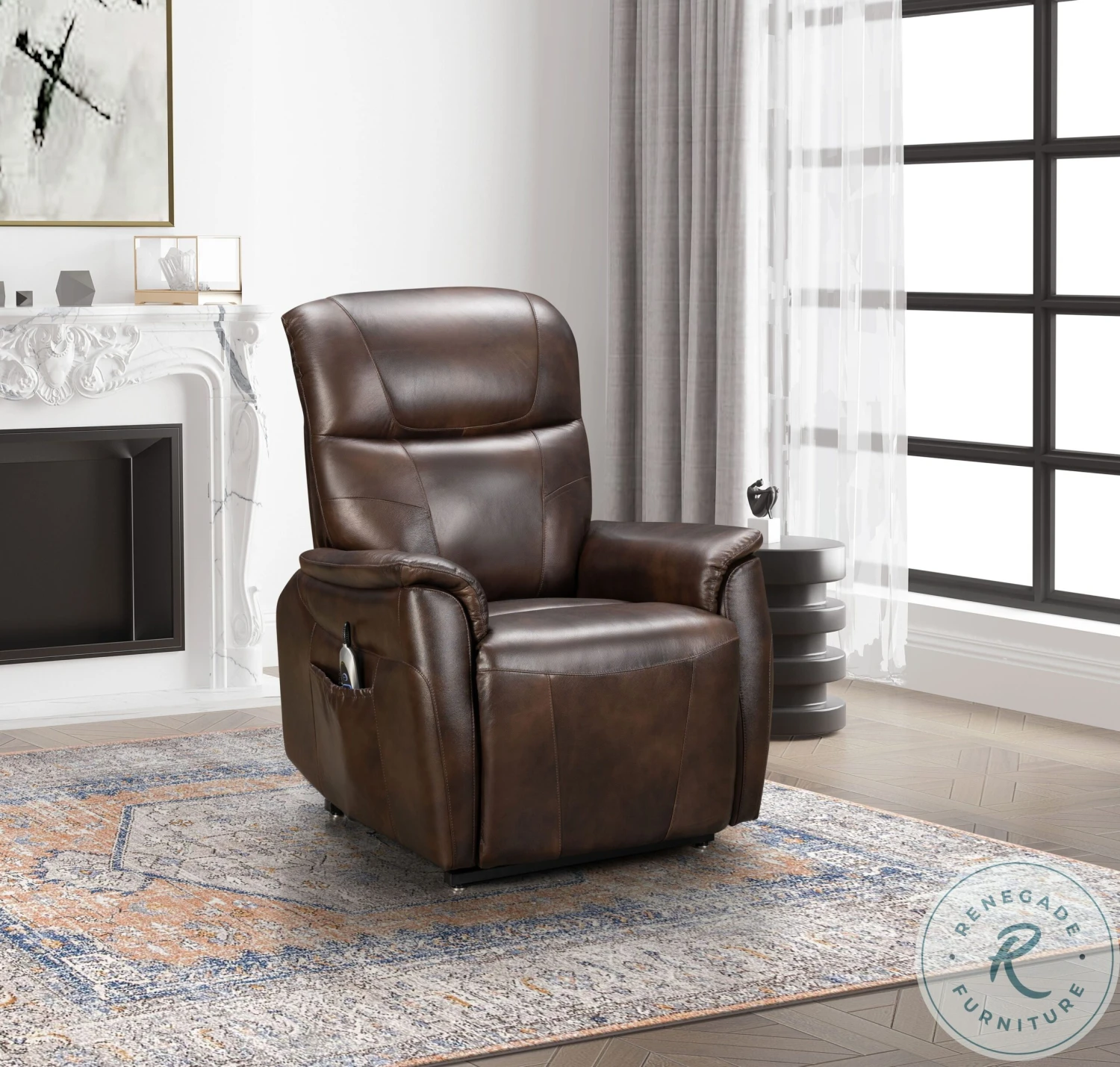 Leighton Tonya Brown Power Lift Recliner With Power Headrest And Lumbar - Image 2