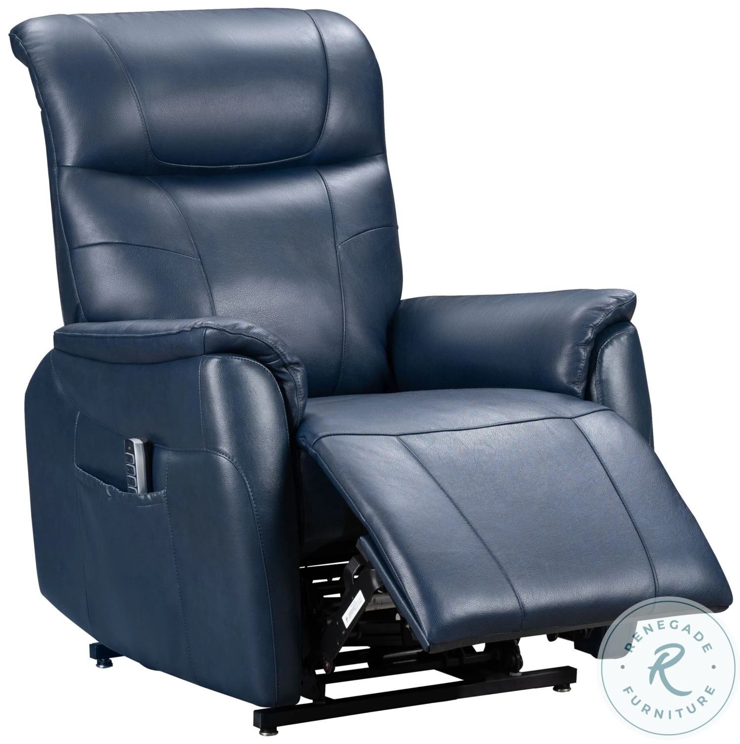 Leighton Marco Navy Blue Power Lift Recliner With Power Headrest And Lumbar - Image 4