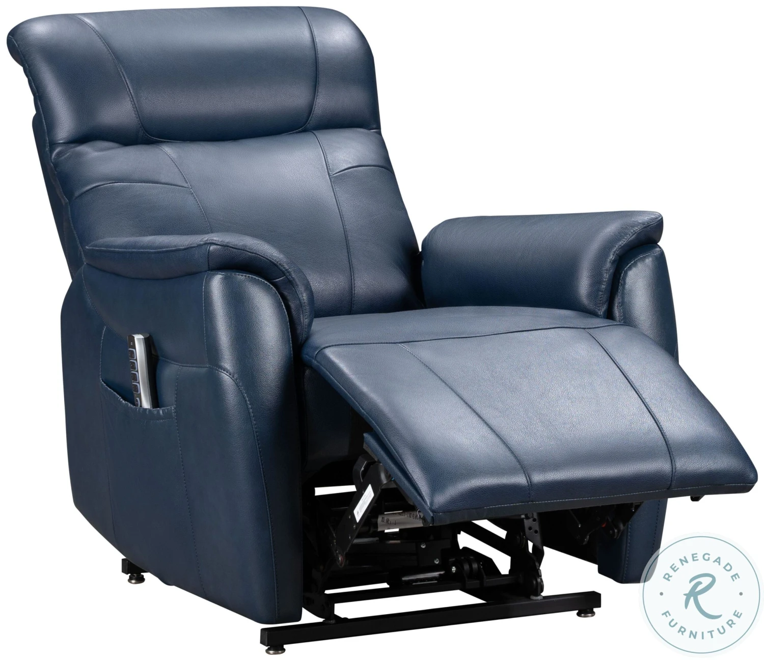 Leighton Marco Navy Blue Power Lift Recliner With Power Headrest And Lumbar - Image 5