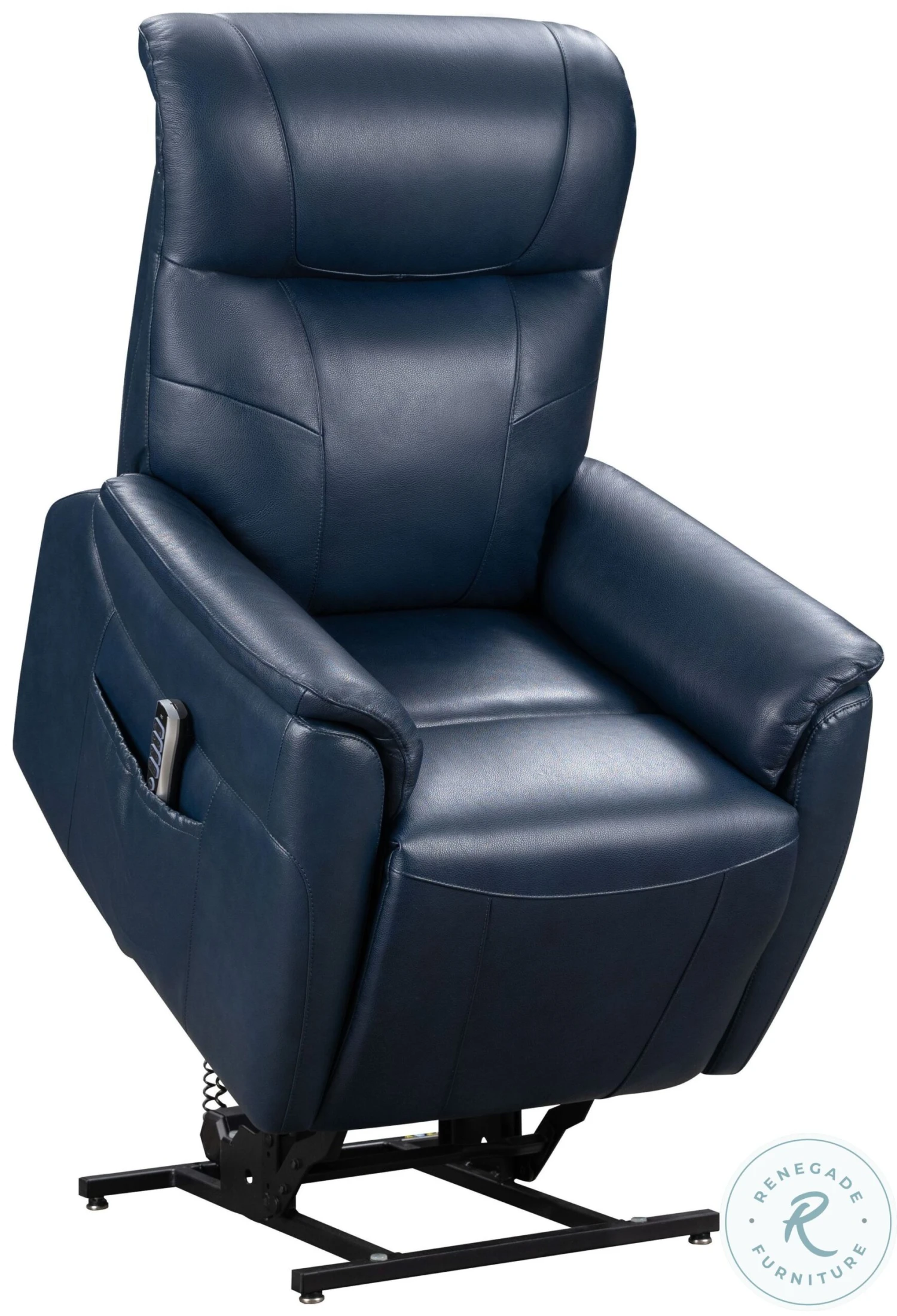 Leighton Marco Navy Blue Power Lift Recliner With Power Headrest And Lumbar - Image 6