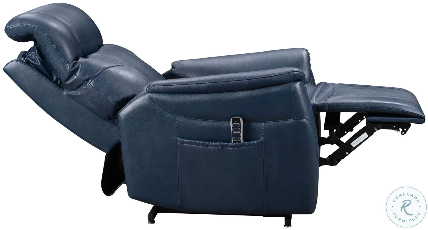 Leighton Marco Navy Blue Power Lift Recliner With Power Headrest And Lumbar - Image 9