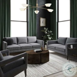Luna Gray Tweed Living Room Set