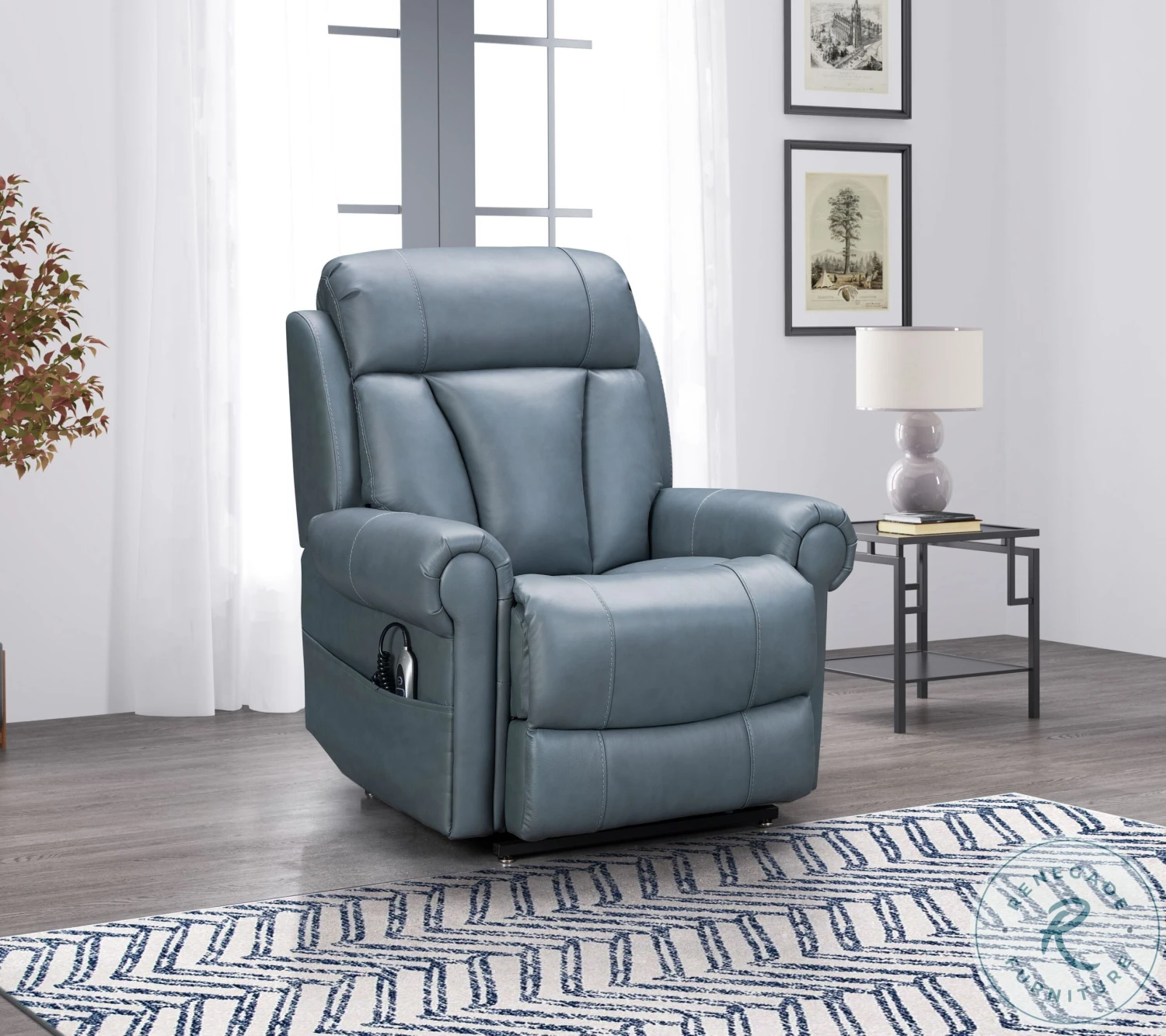 Lyndon Masen Bluegray Power Lift Recliner With Power Headrest And Lumbar - Image 2