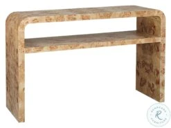 Marshall Burl Wood Waterfall Edge 2 Tier Console Table