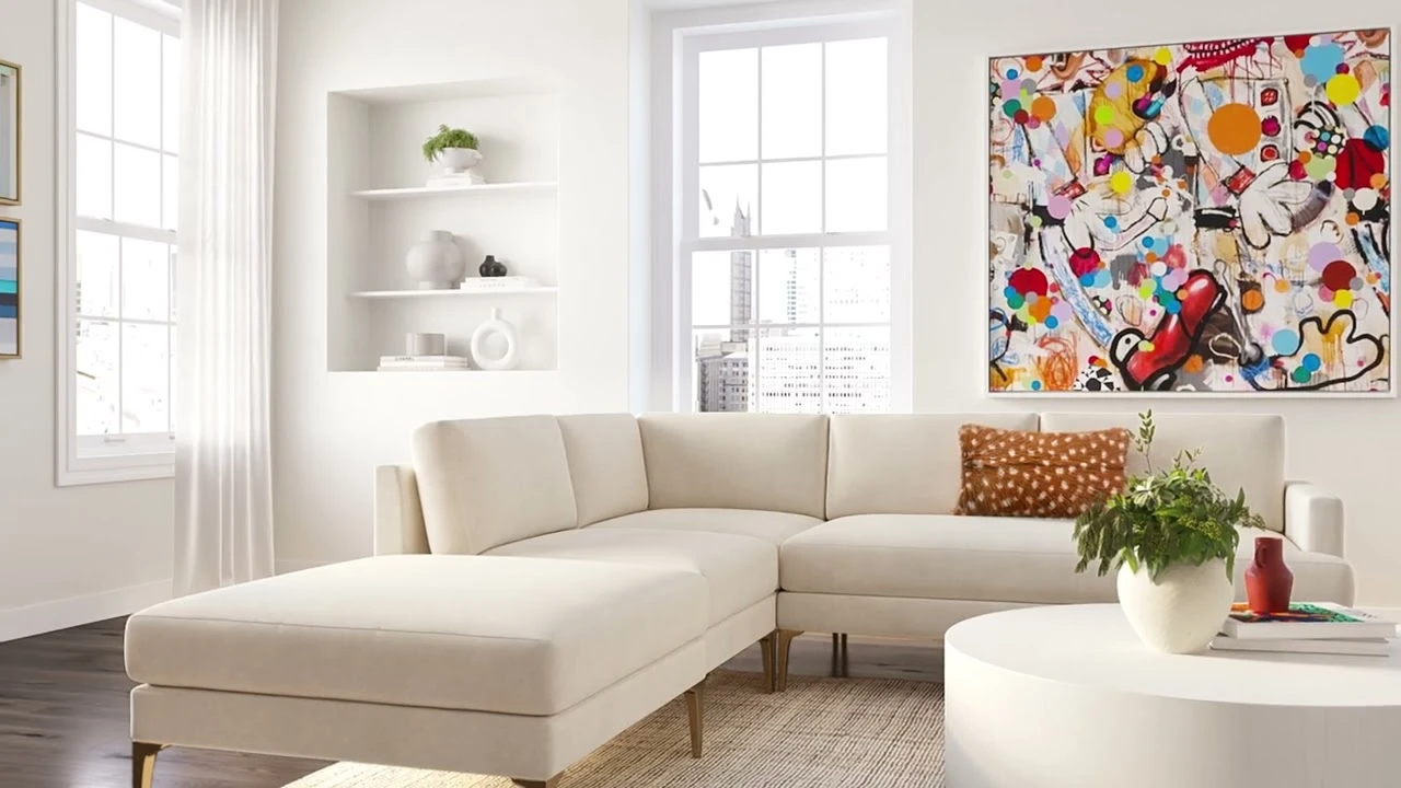 Serena Cream Sectional With Brass Legs - Image 4