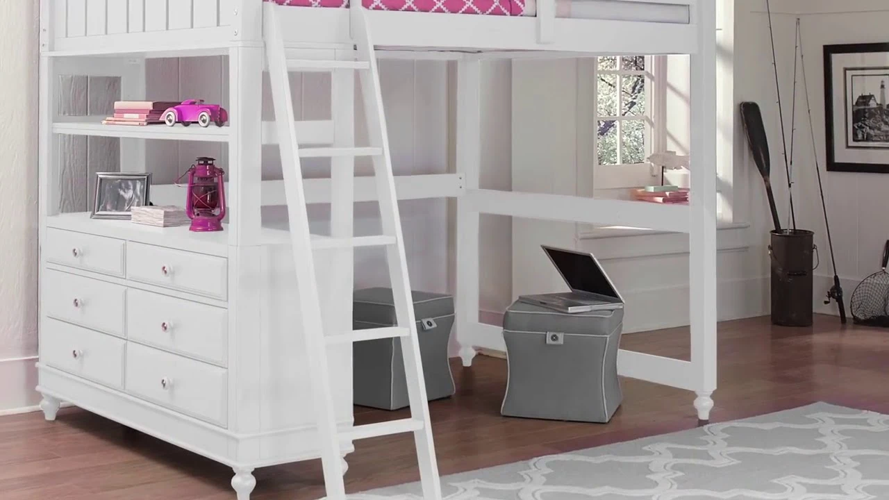 Lake House White Youth Loft Bedroom Set With Desk - Image 2