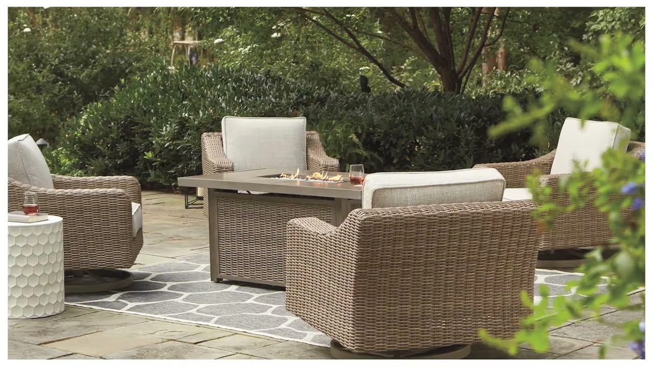 Beachcroft Beige Rectangular Outdoor Cocktail Table - Image 2