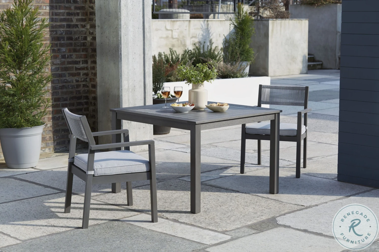 Eden Town Grey Outdoor Square Dining Room Set - Image 3