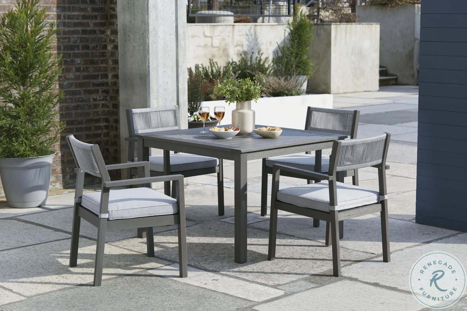 Eden Town Grey Outdoor Square Dining Room Set
