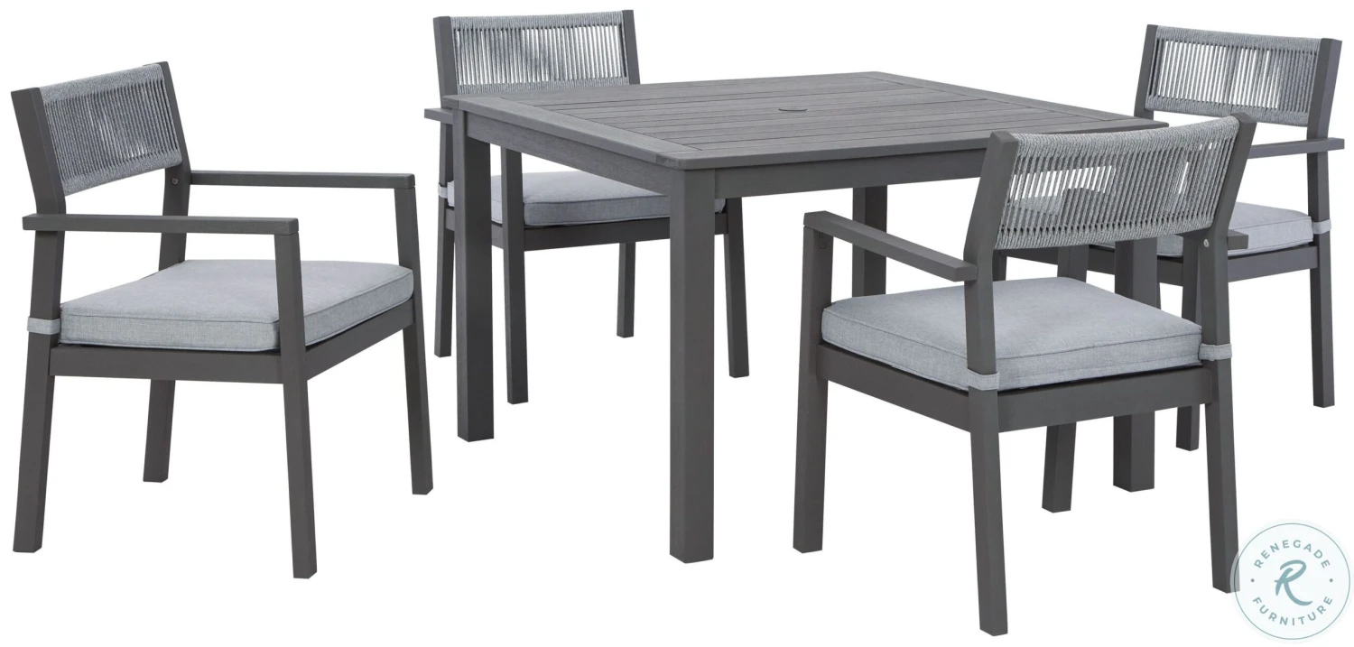 Eden Town Grey Outdoor Square Dining Room Set - Image 4
