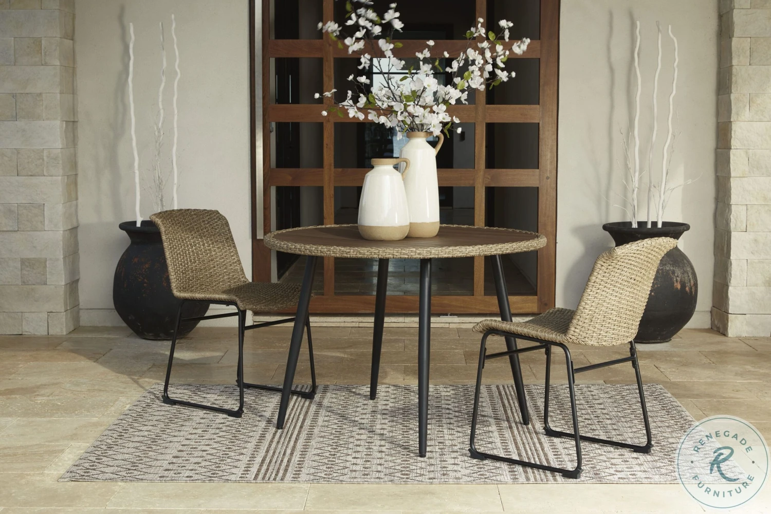 Amaris Brown And Black Outdoor Dining Set - Image 2