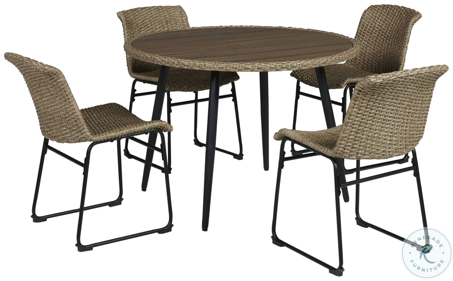 Amaris Brown And Black Outdoor Dining Set - Image 3