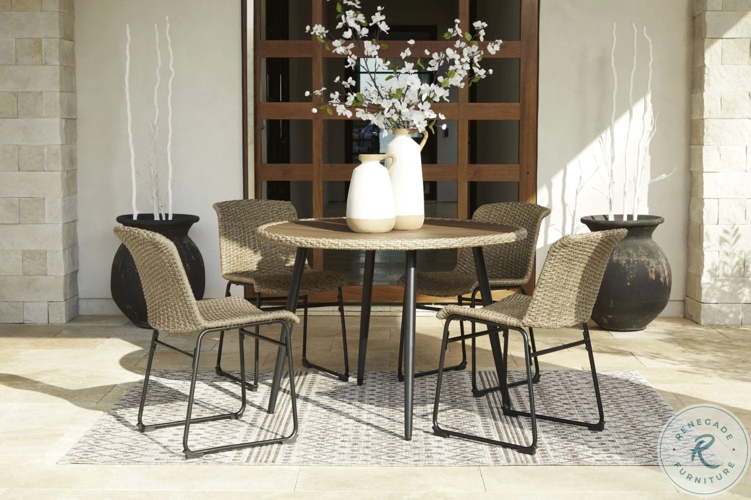 Amaris Brown And Black Outdoor Dining Set