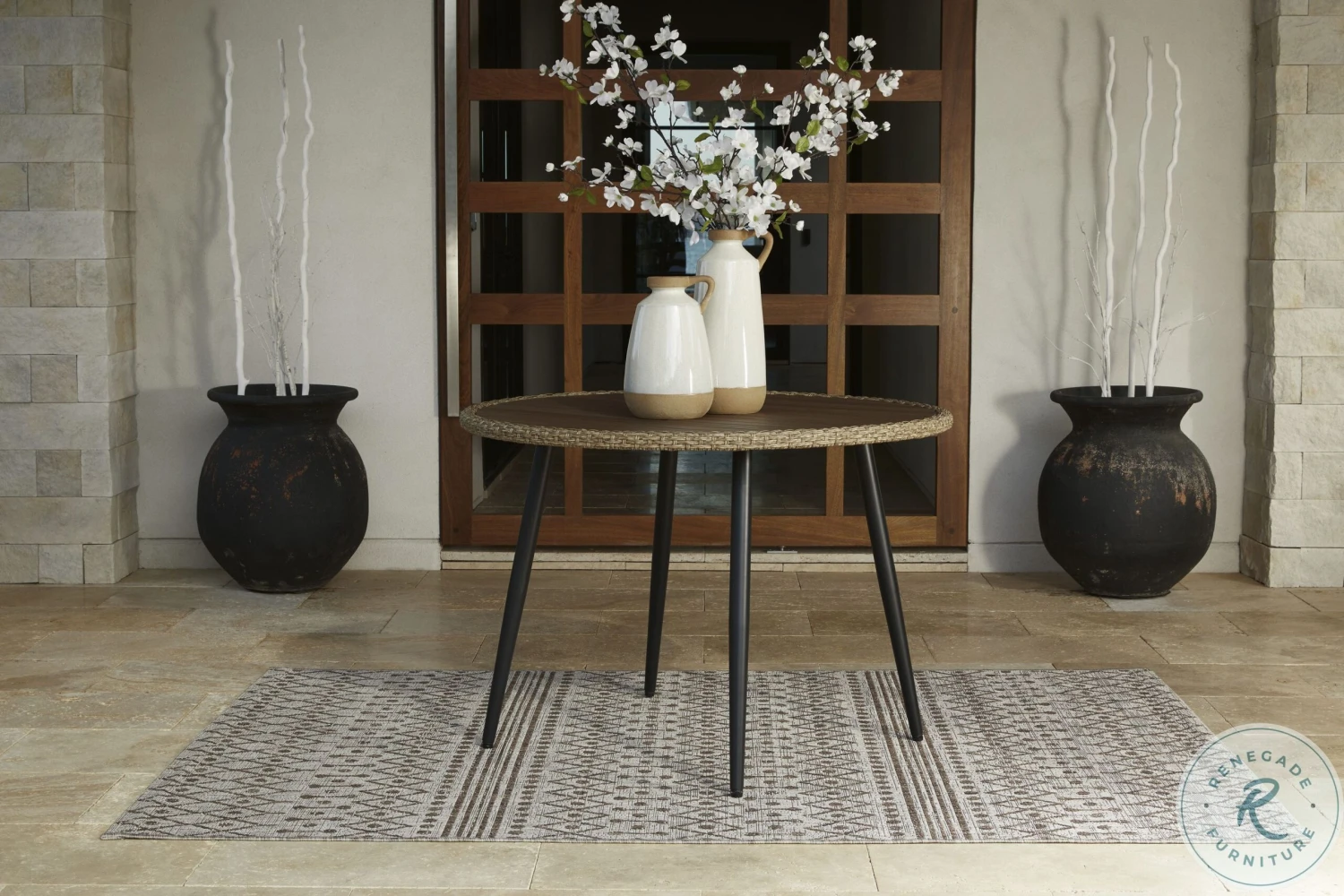 Amaris Brown And Black Outdoor Dining Set - Image 5