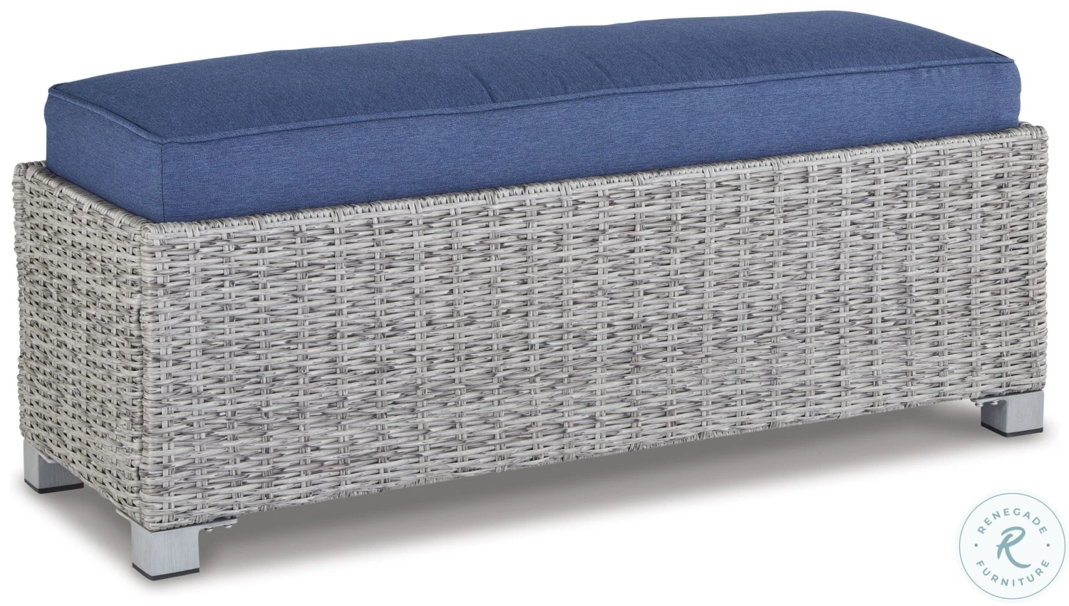 Naples Beach Light Grey And Blue Outdoor Bench