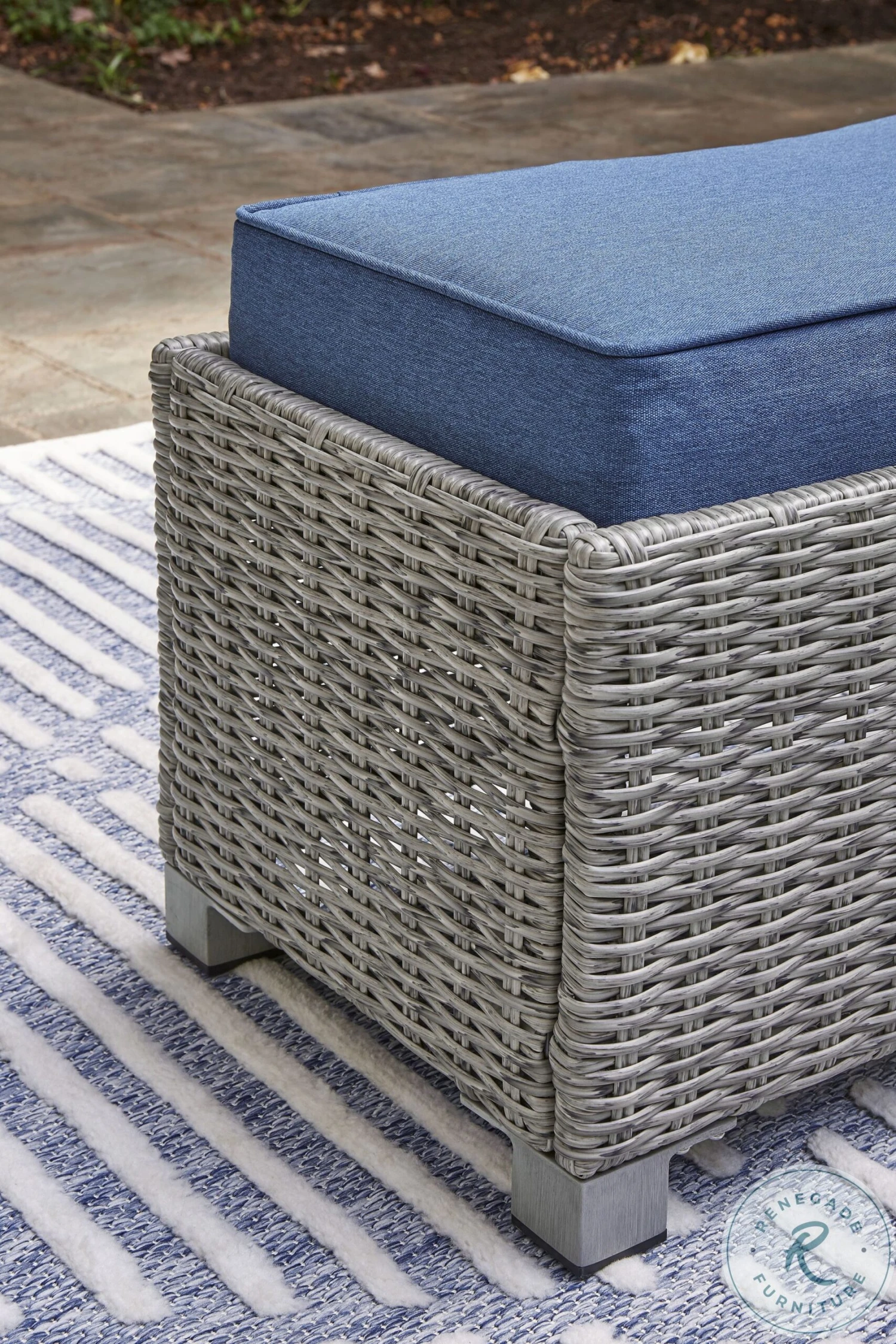 Naples Beach Light Grey And Blue Outdoor Bench - Image 7