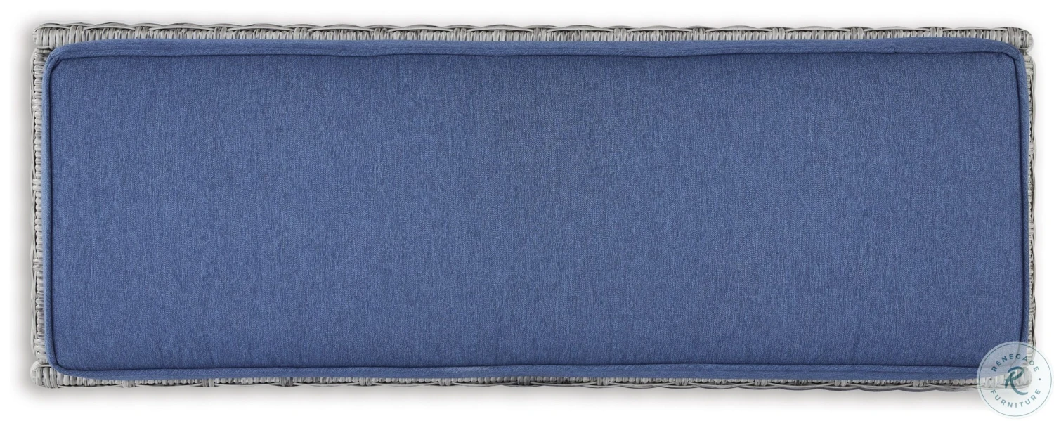 Naples Beach Light Grey And Blue Outdoor Bench - Image 5