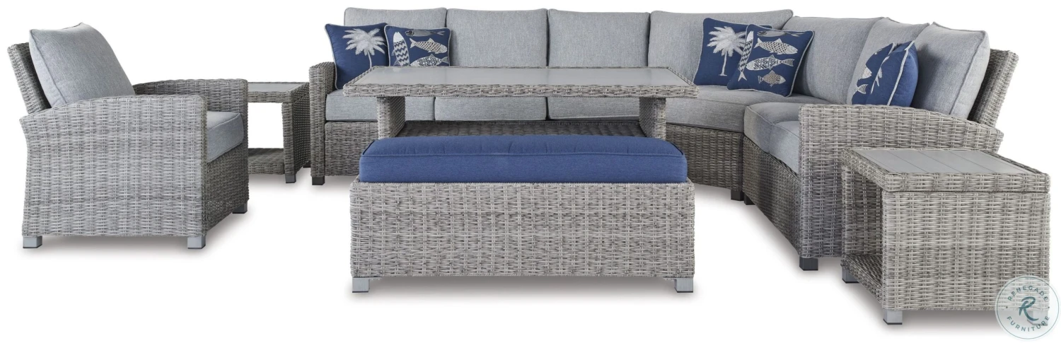 Naples Beach Light Grey And Blue Outdoor Bench - Image 10
