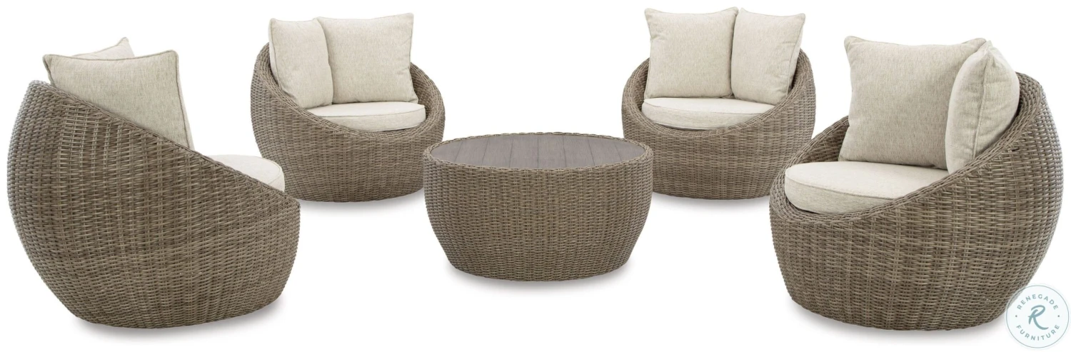 Danson Beige Outdoor Round Occasional Table Set - Image 3