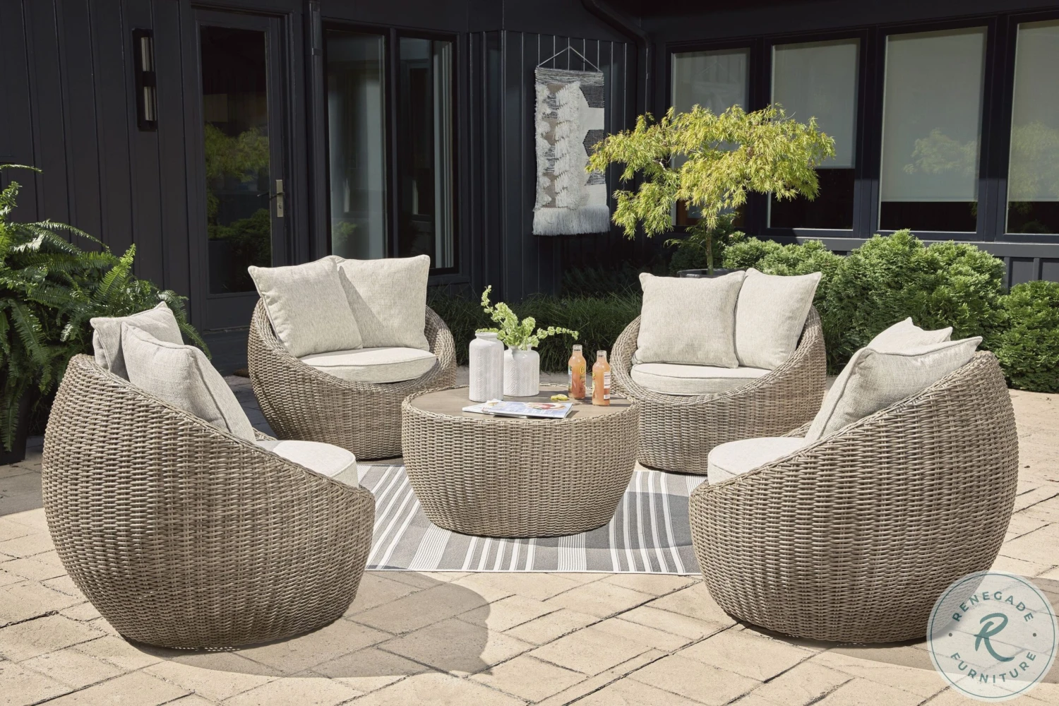 Danson Beige Outdoor Round Occasional Table Set - Image 2