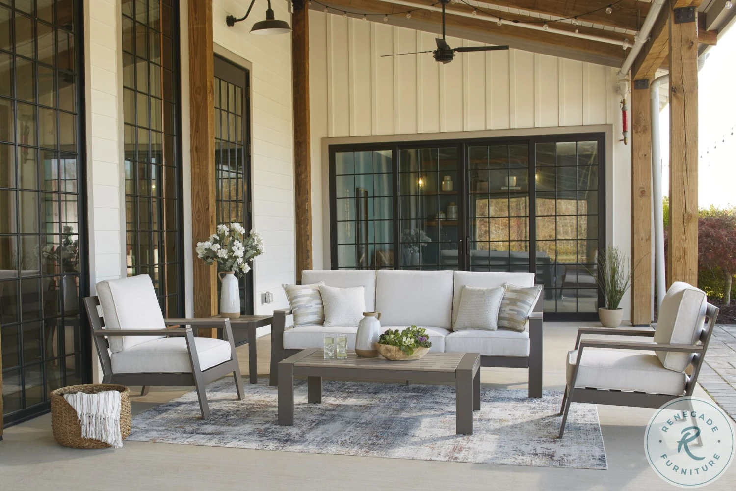 Tropicava Taupe And White Outdoor Conversation Set - Image 4