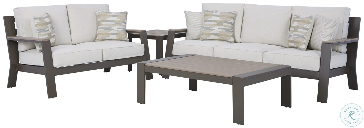 Tropicava Taupe And White Outdoor Conversation Set - Image 7