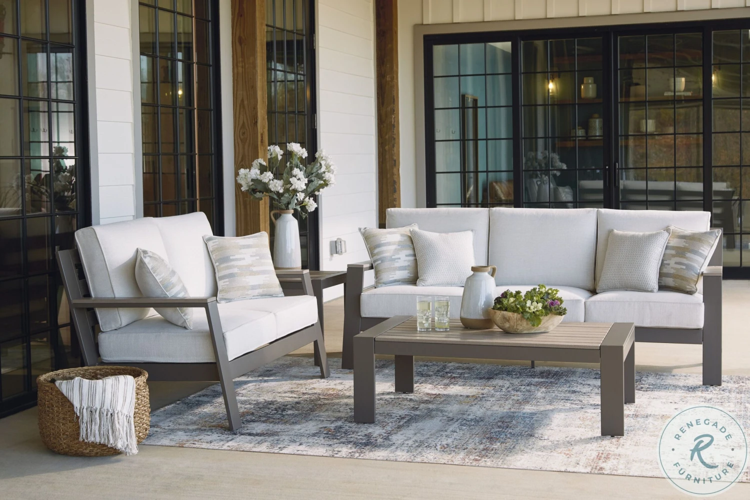 Tropicava Taupe And White Outdoor Conversation Set - Image 3