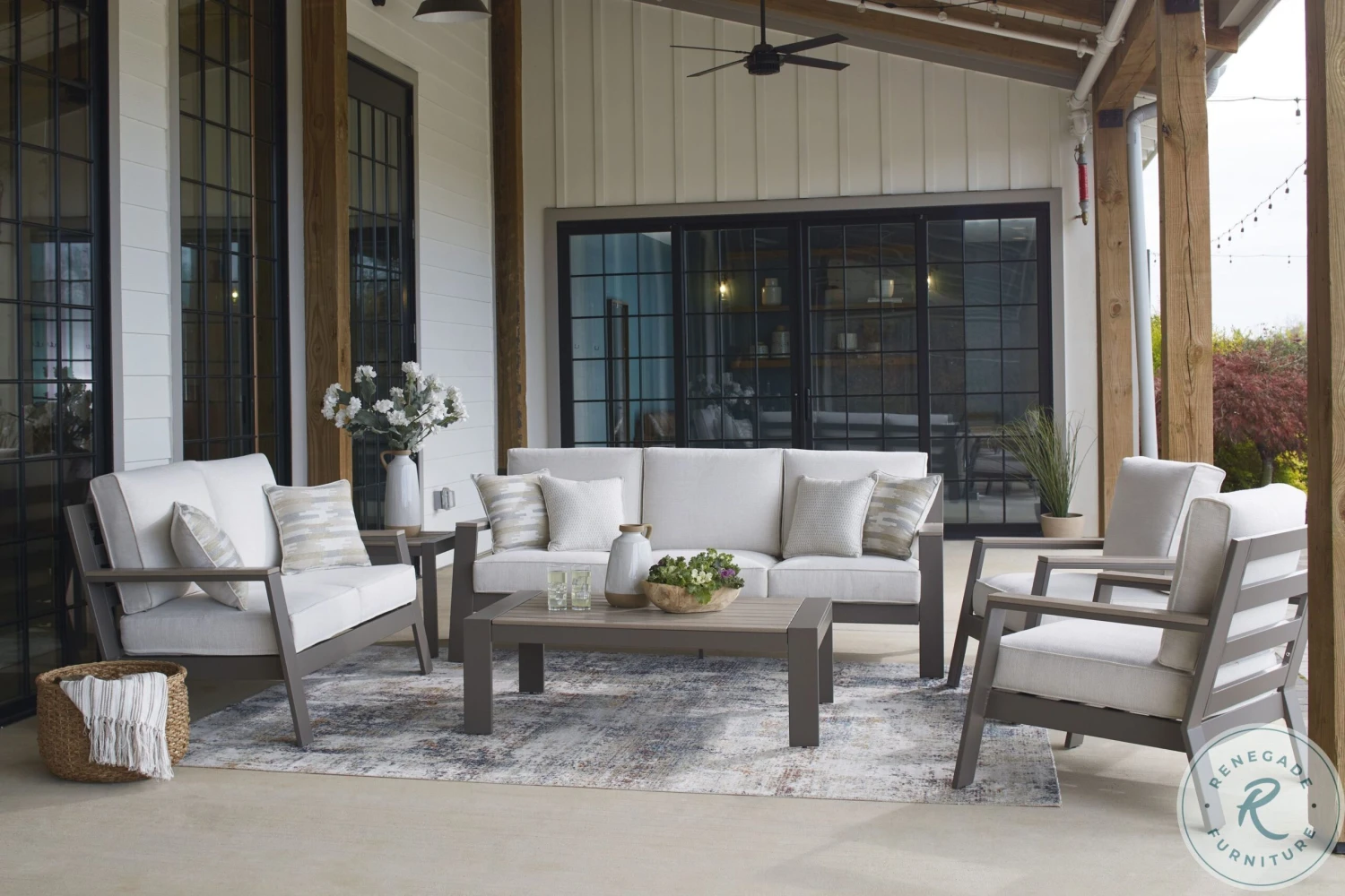 Tropicava Taupe And White Outdoor Conversation Set