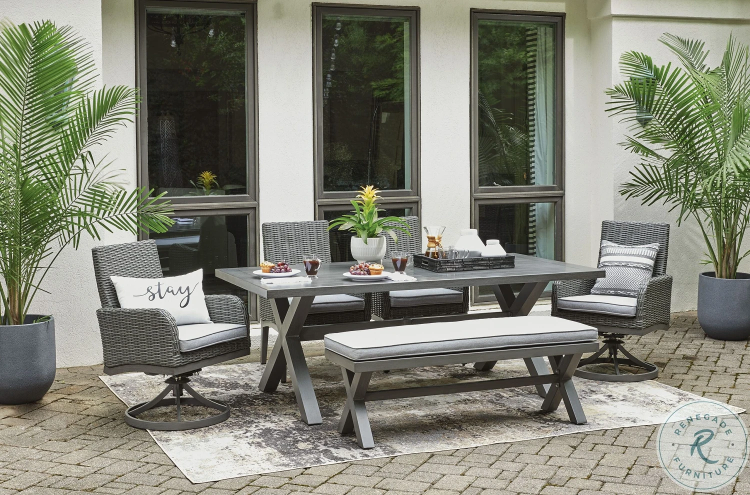 Elite Park Grey Outdoor Rectangular Dining Set - Image 2