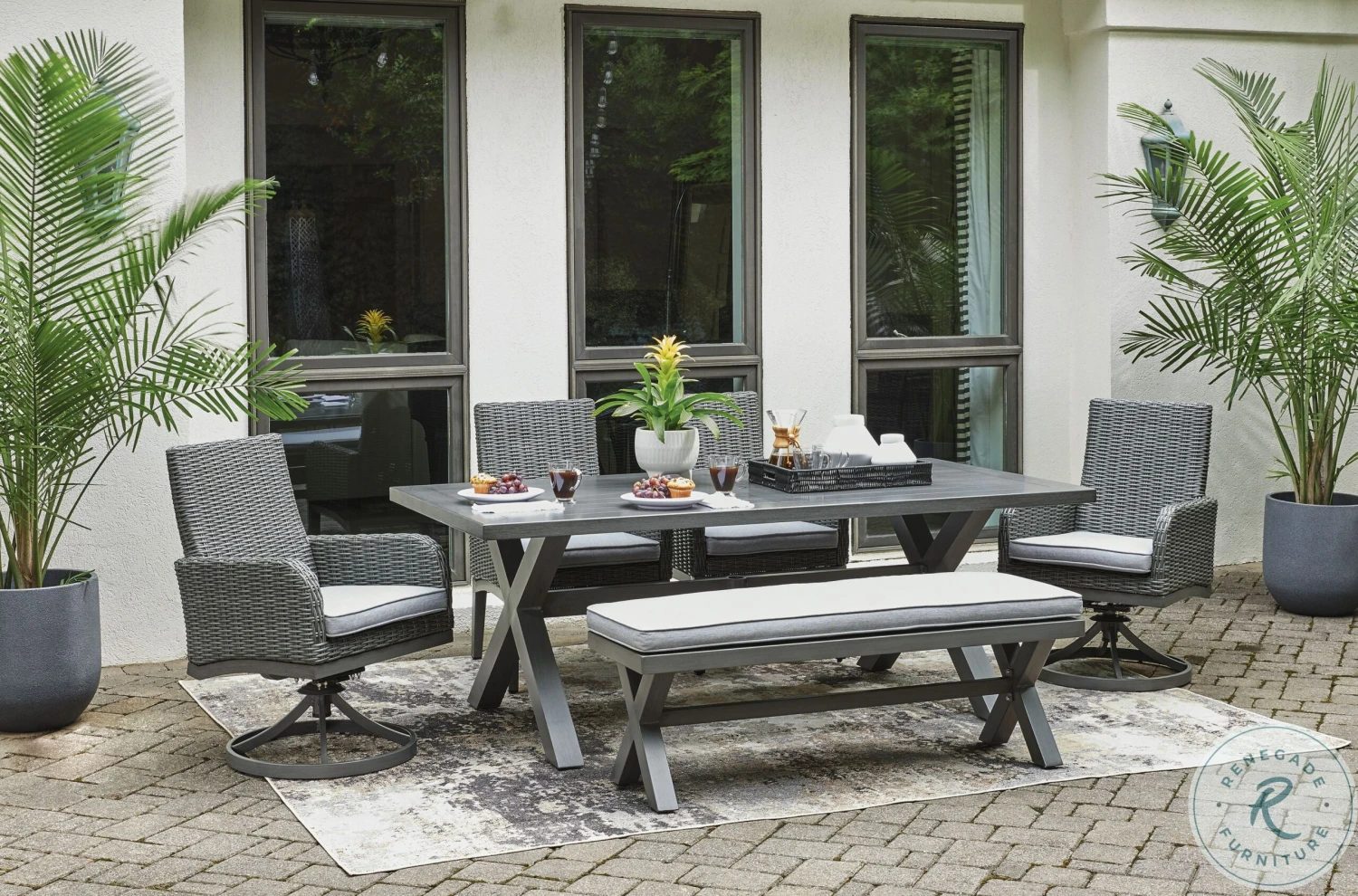 Elite Park Grey Outdoor Rectangular Dining Set - Image 3