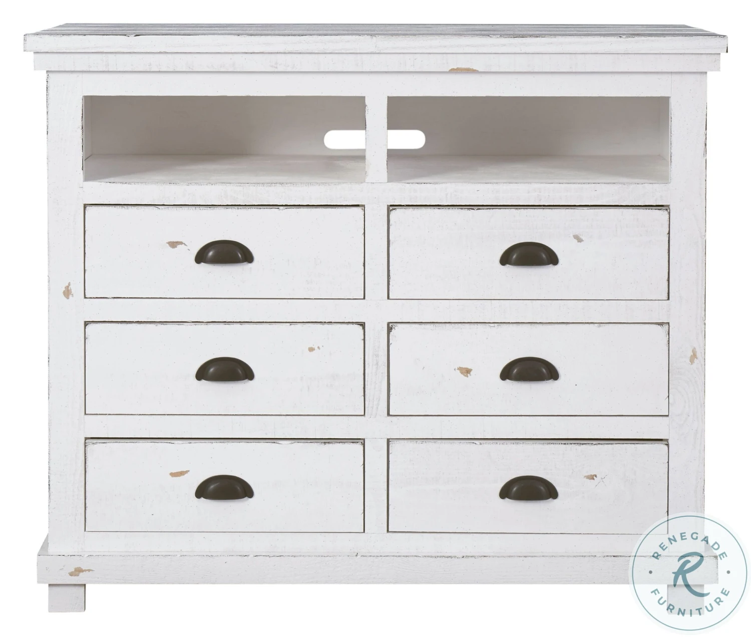 Willow Distressed White Media Chest - Image 2