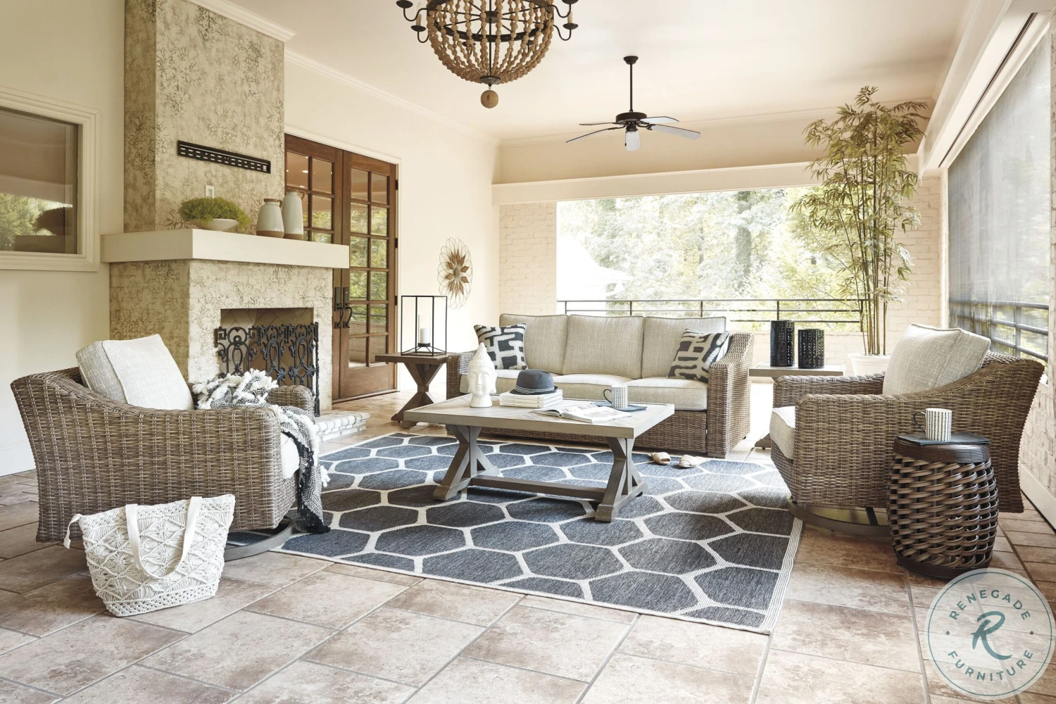 Beachcroft Beige Rectangular Outdoor Cocktail Table - Image 3