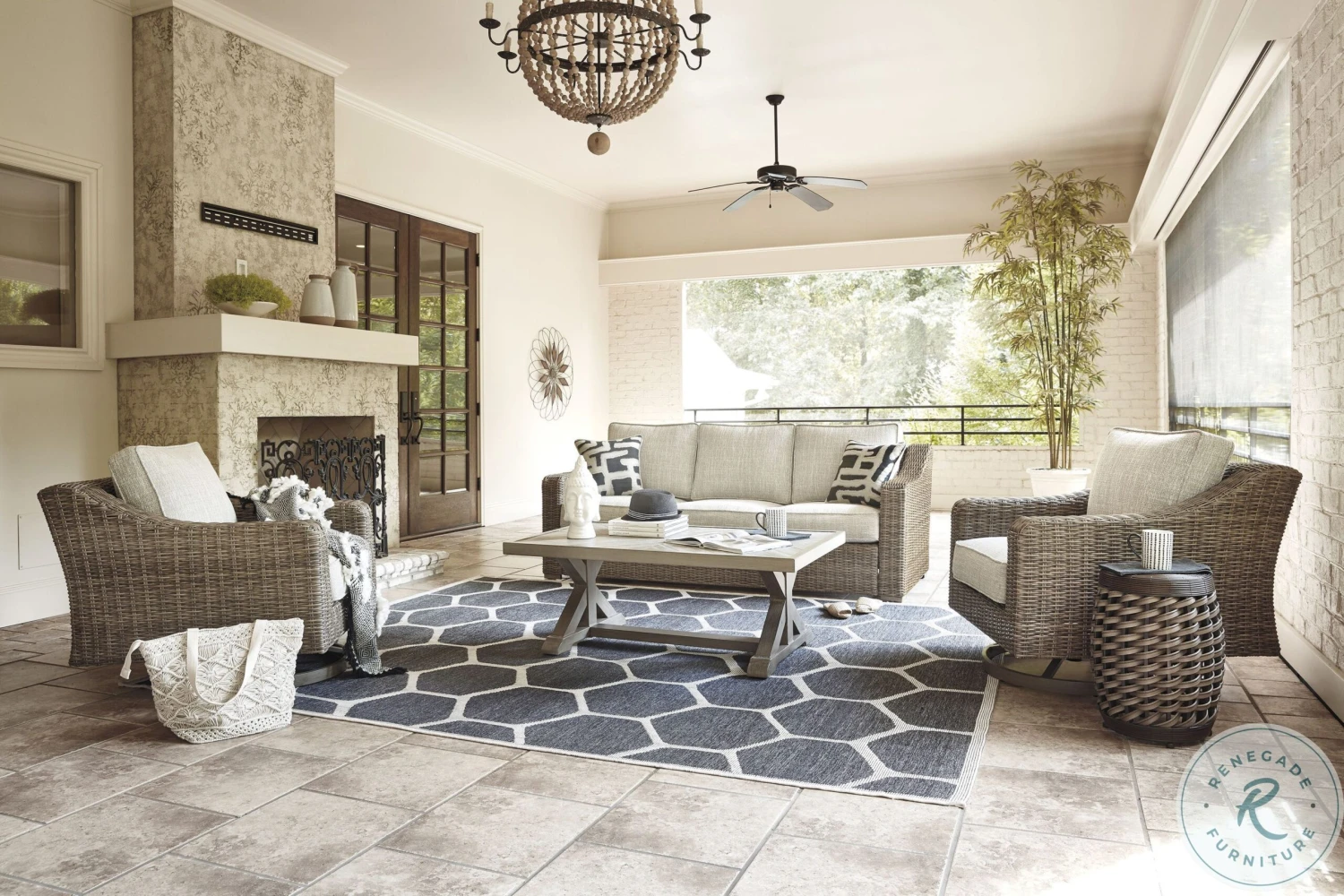 Beachcroft Beige Rectangular Outdoor Cocktail Table - Image 8