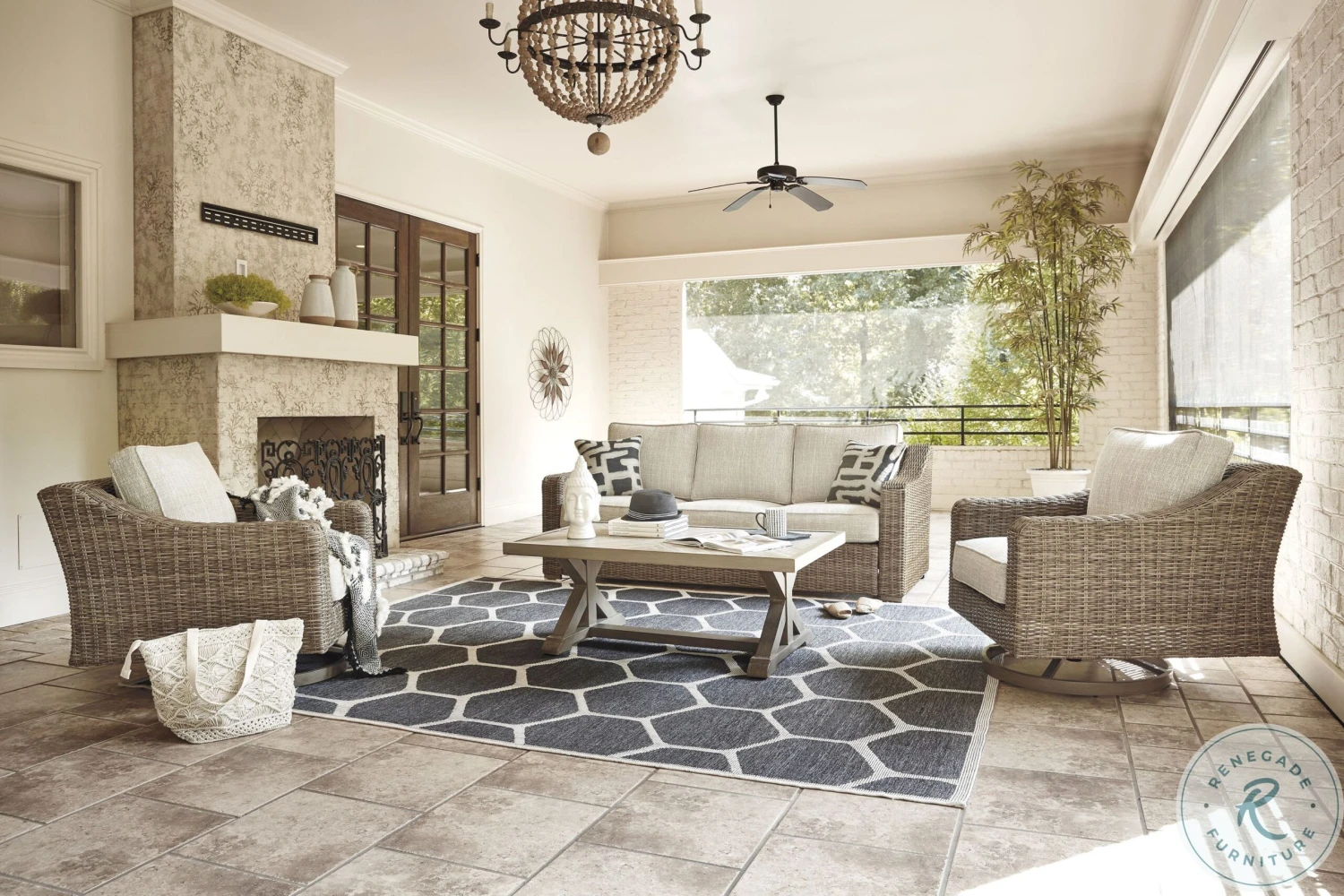 Beachcroft Beige Rectangular Outdoor Cocktail Table - Image 9