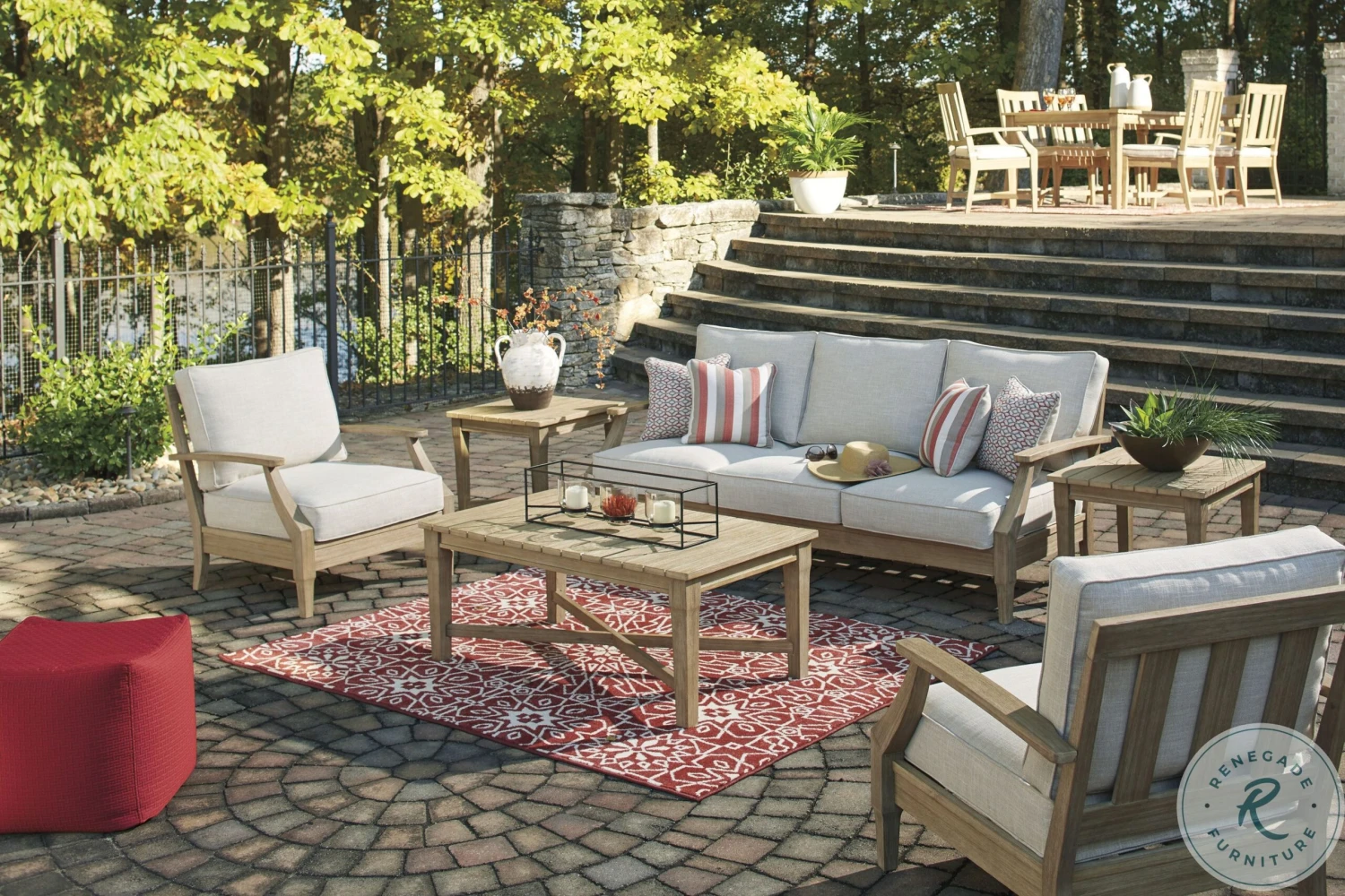 Clare View Beige Outdoor Living Room Set With Cushion - Image 7