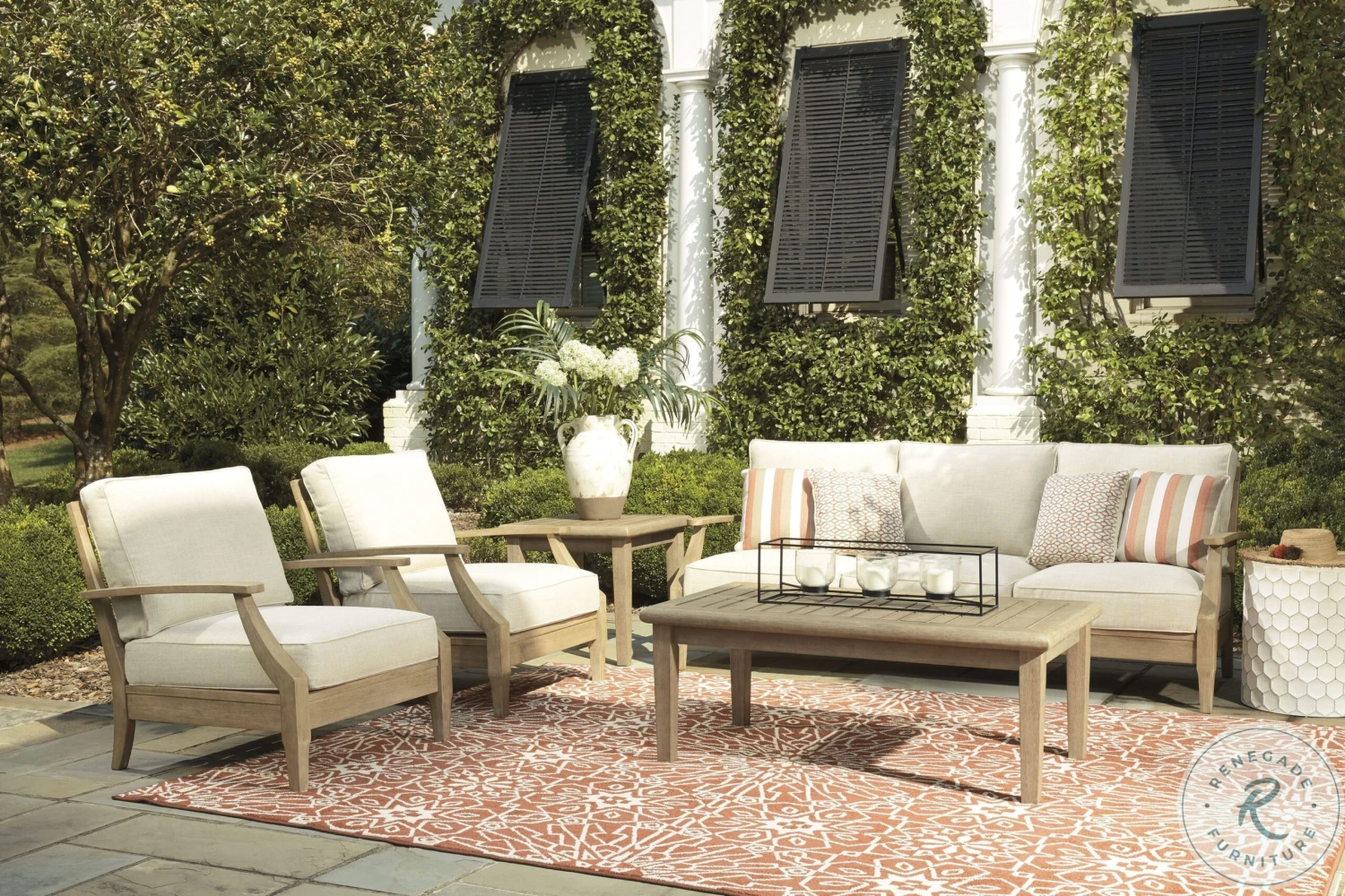 Clare View Beige Outdoor Living Room Set With Cushion - Image 8