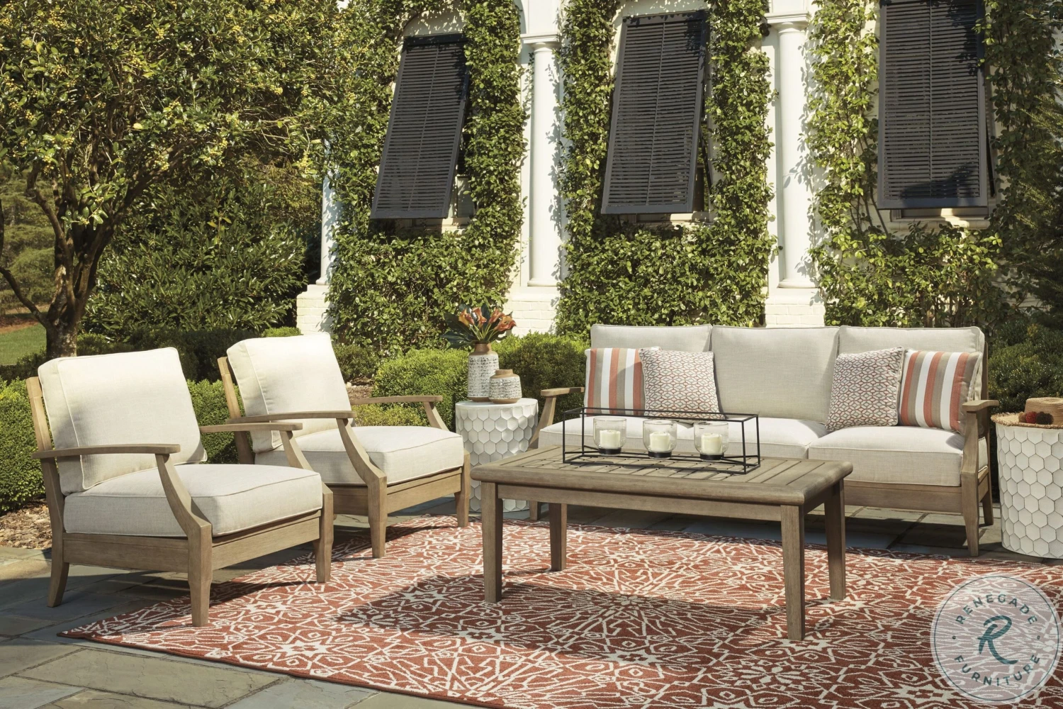 Clare View Beige Outdoor Living Room Set With Cushion - Image 9