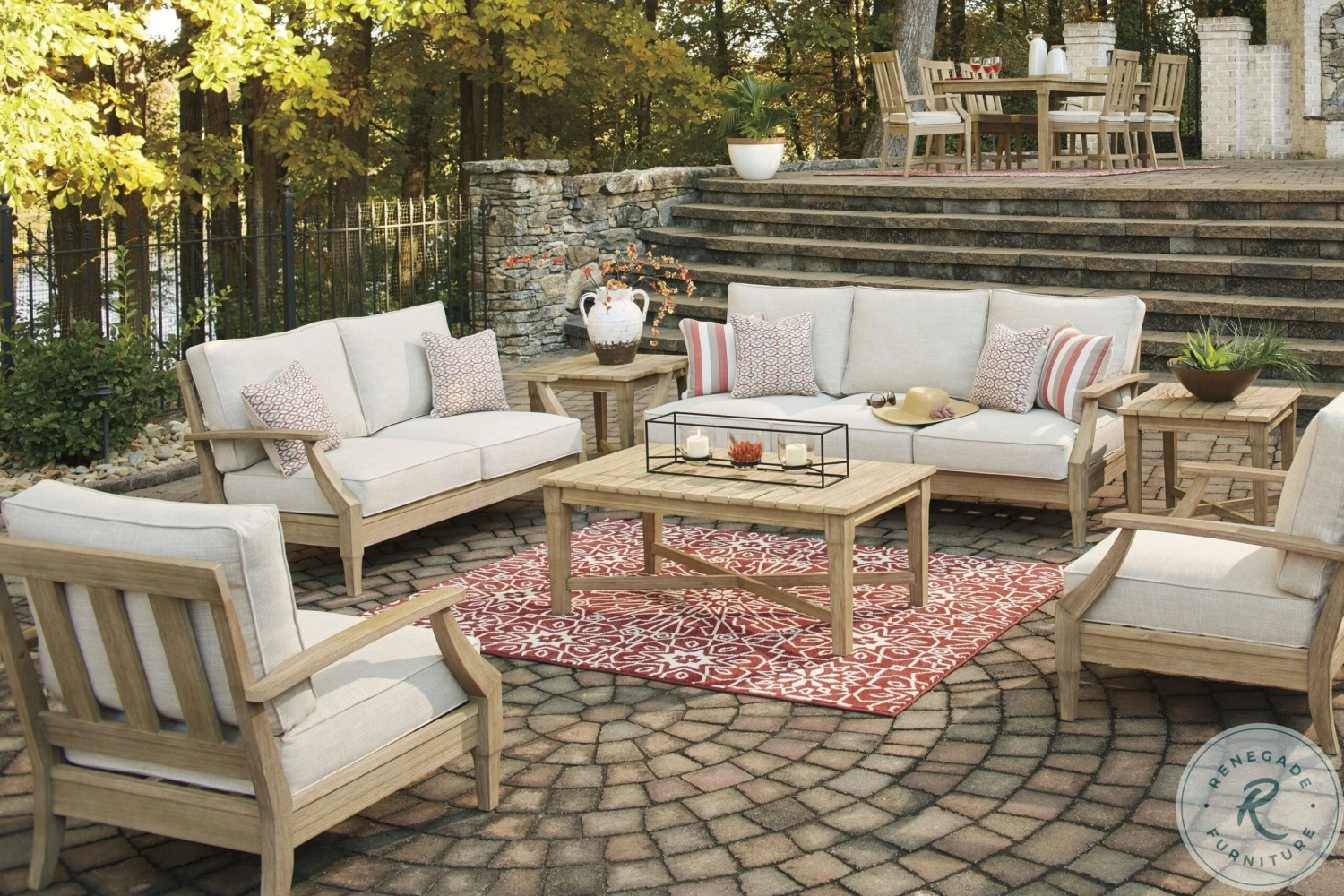 Clare View Beige Outdoor Living Room Set With Cushion - Image 5
