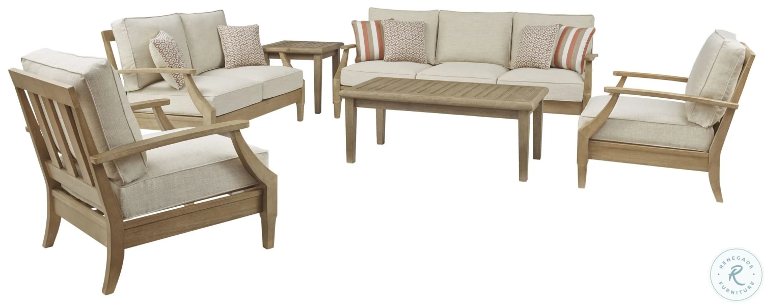 Clare View Beige Outdoor Living Room Set With Cushion - Image 10