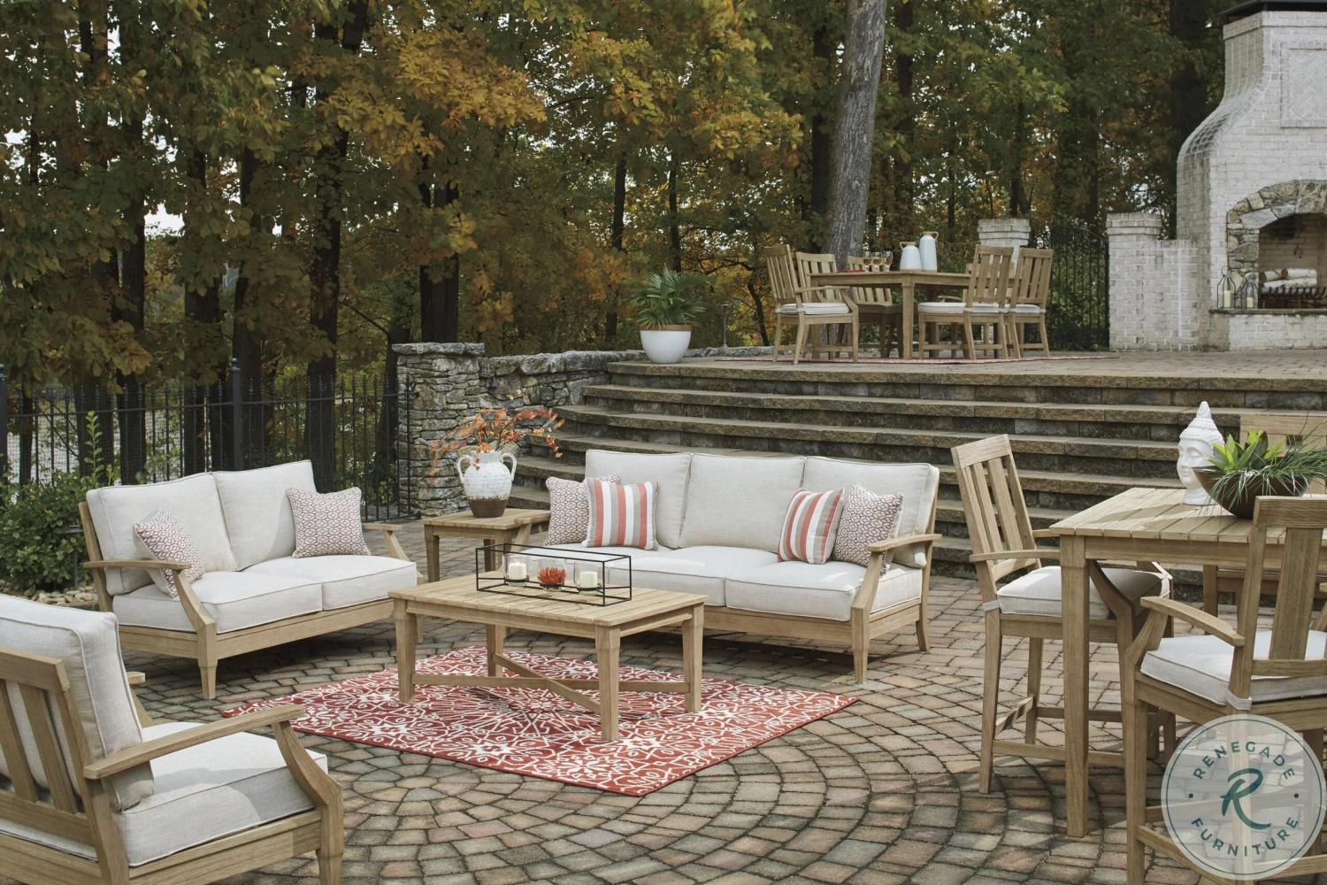 Clare View Beige Outdoor Living Room Set With Cushion - Image 2