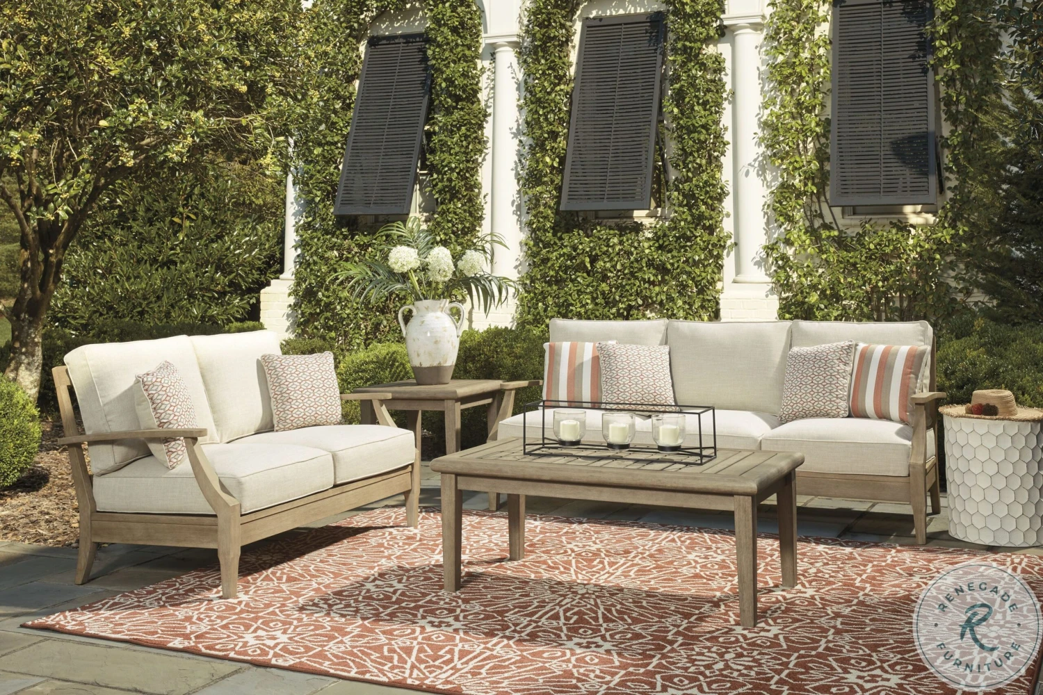 Clare View Beige Outdoor Living Room Set With Cushion - Image 6