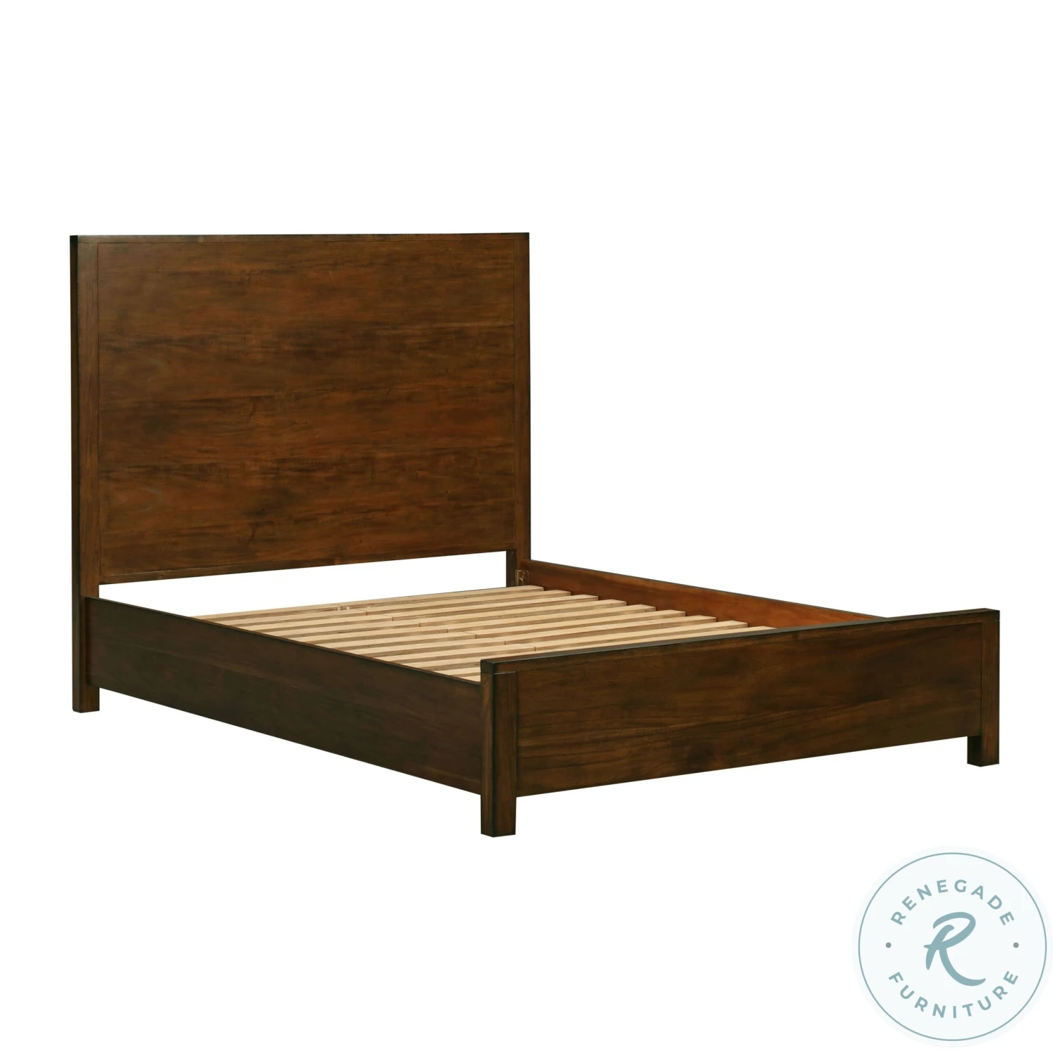 Asheville Vintage Umber Wooden King Panel Bed - Image 4