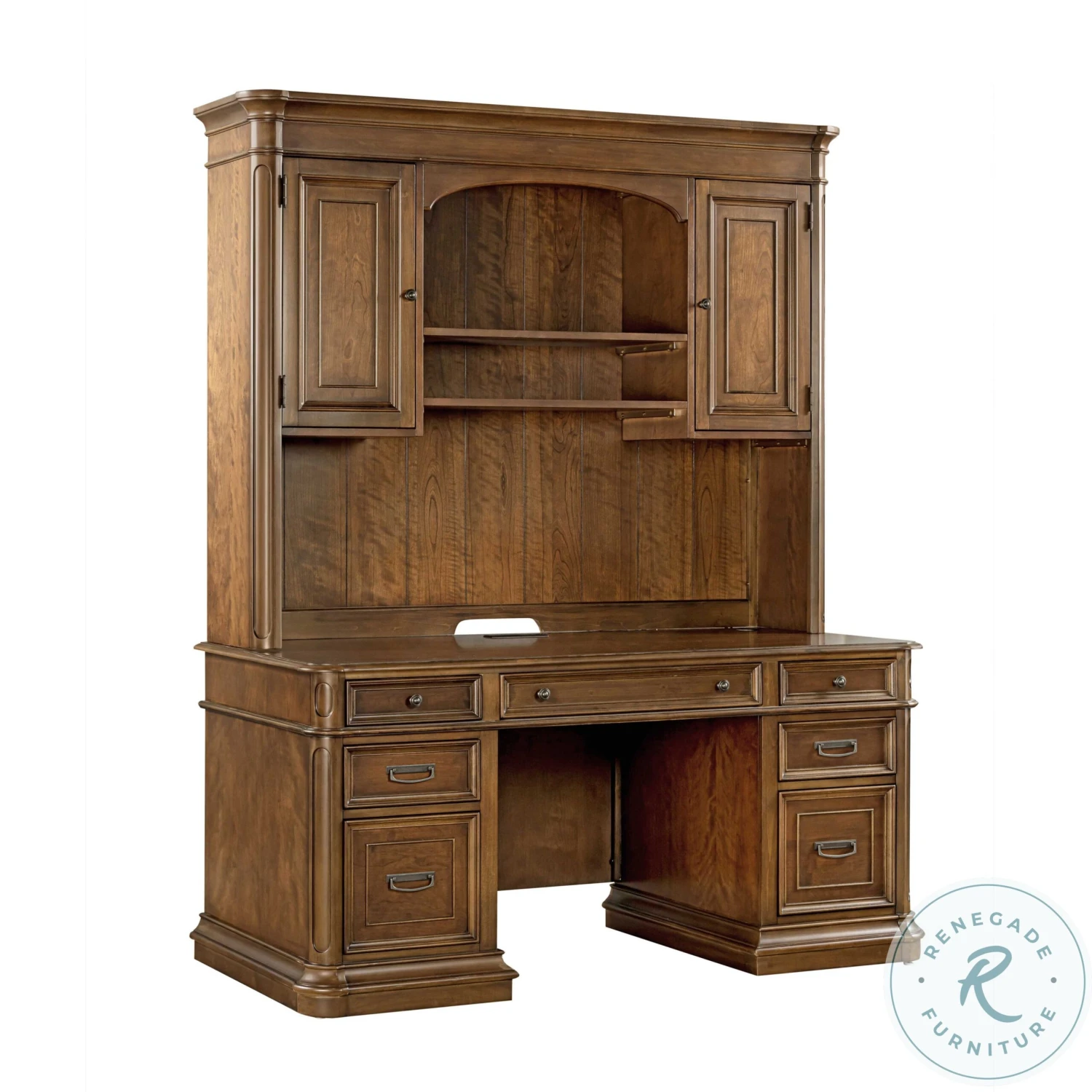 Roanoke Cherry L-Shaped Home Office Set - Image 9