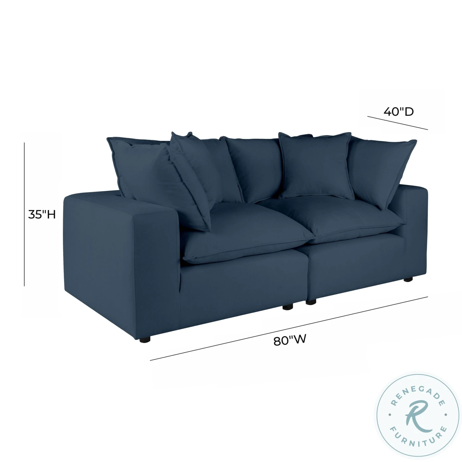 Cali Navy Modular Loveseat - Image 7