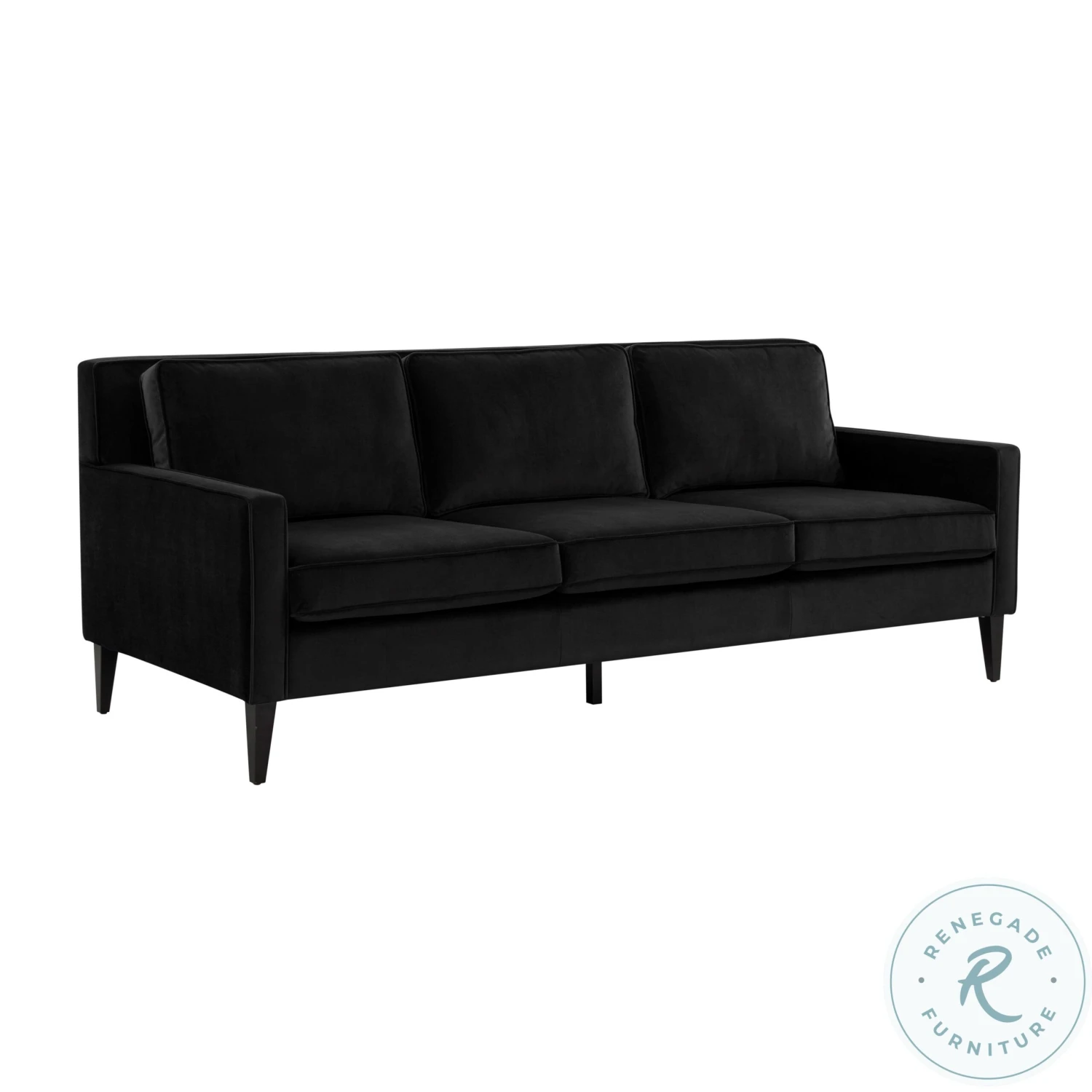 Luna Onyx Black Velvet Sofa
