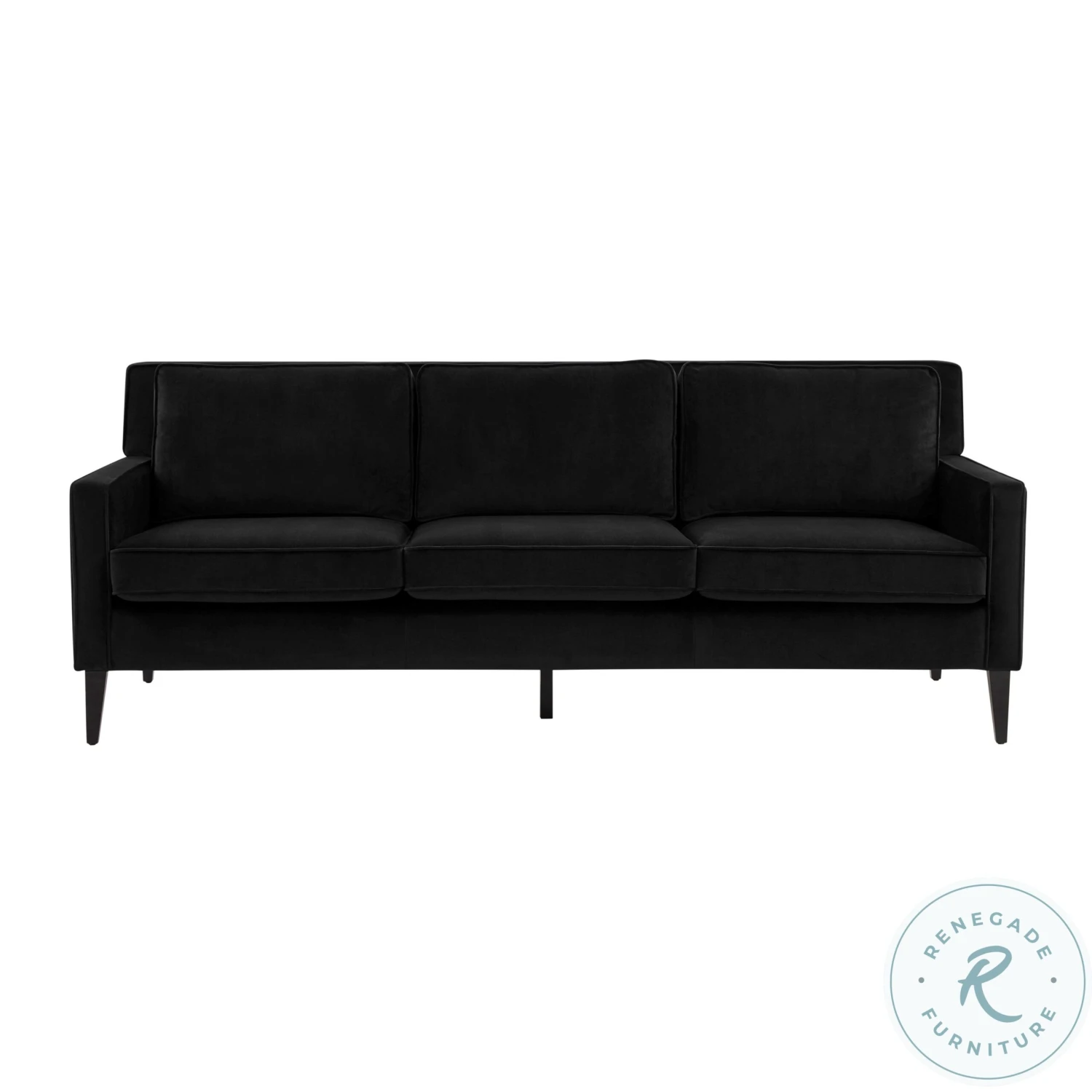 Luna Onyx Black Velvet Sofa - Image 3