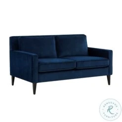Luna Sapphire Blue Velvet Loveseat