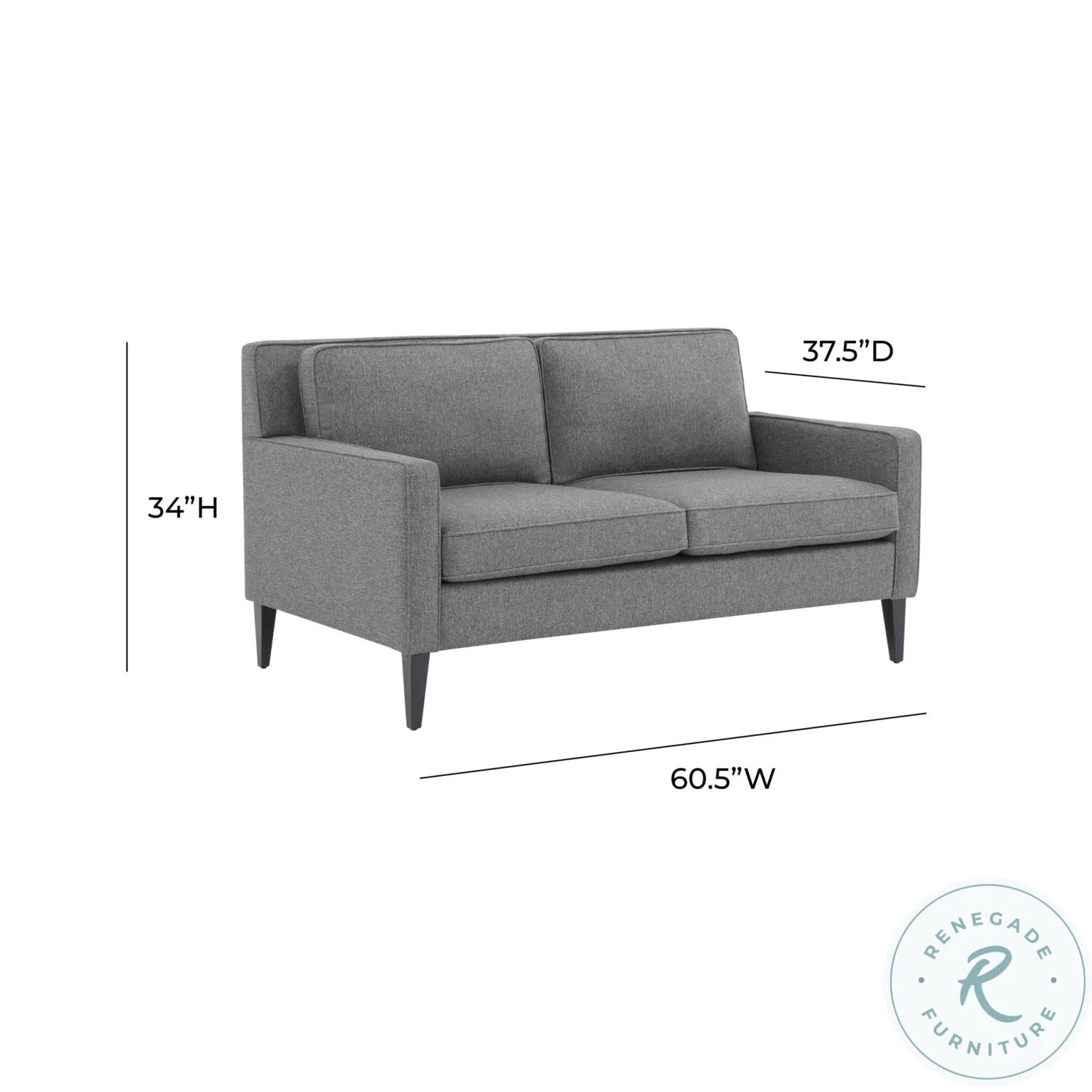 Luna Gray Tweed Loveseat - Image 6