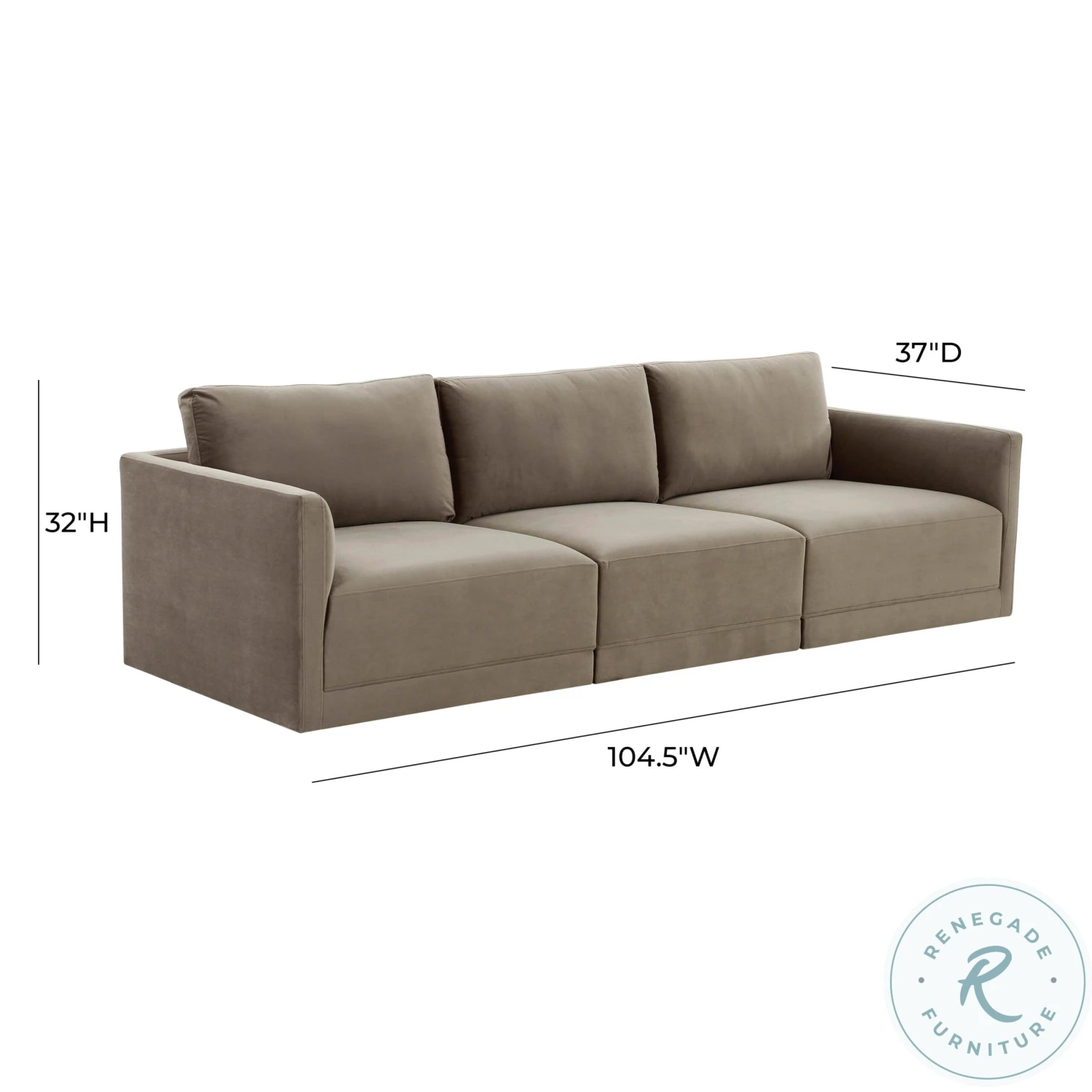 Willow Taupe Velvet Modular Sofa - Image 3