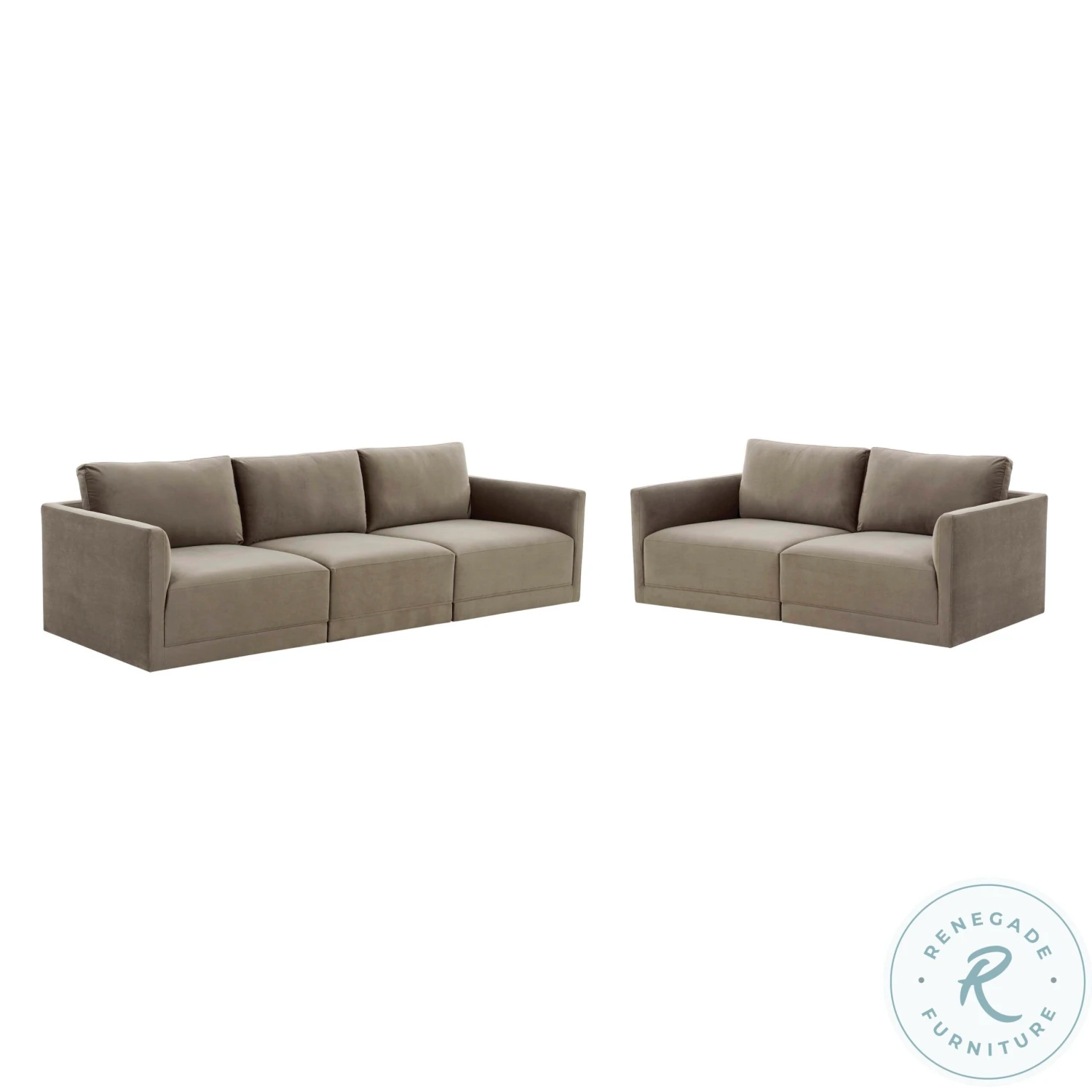 Willow Taupe Velvet Living Room Set - Image 2